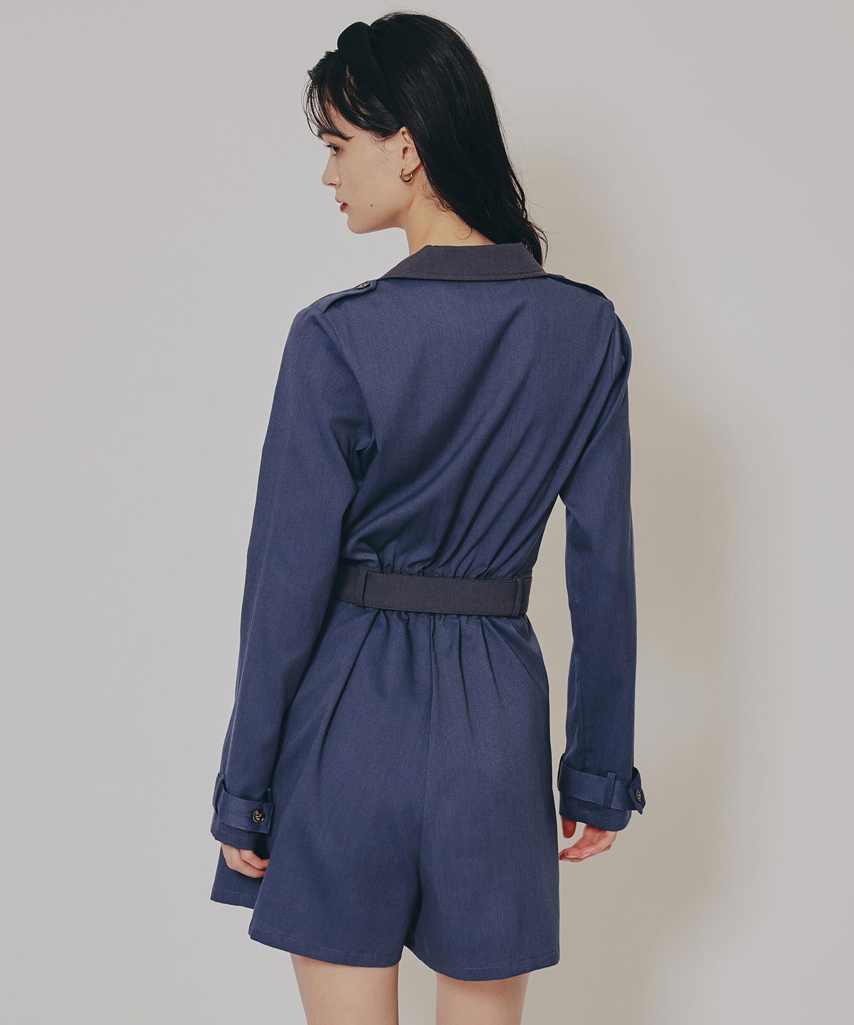 バイカラーベルトショートオールインワン