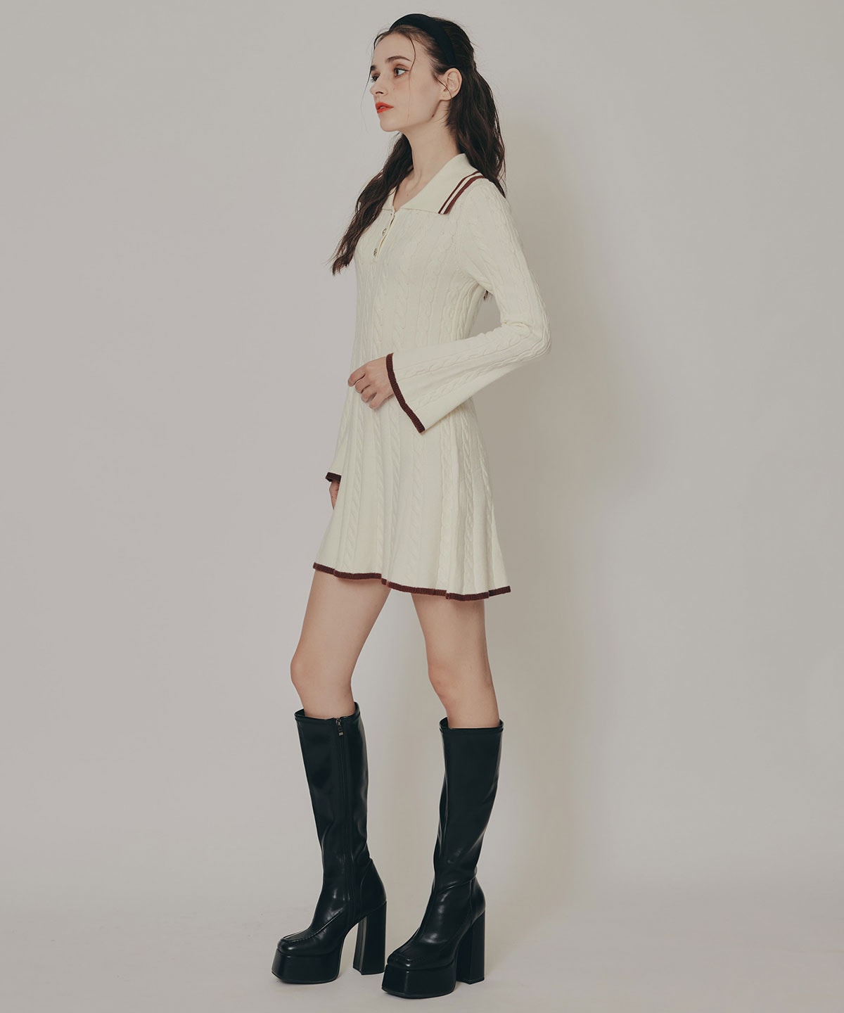 ラインケーブルミニニットワンピース