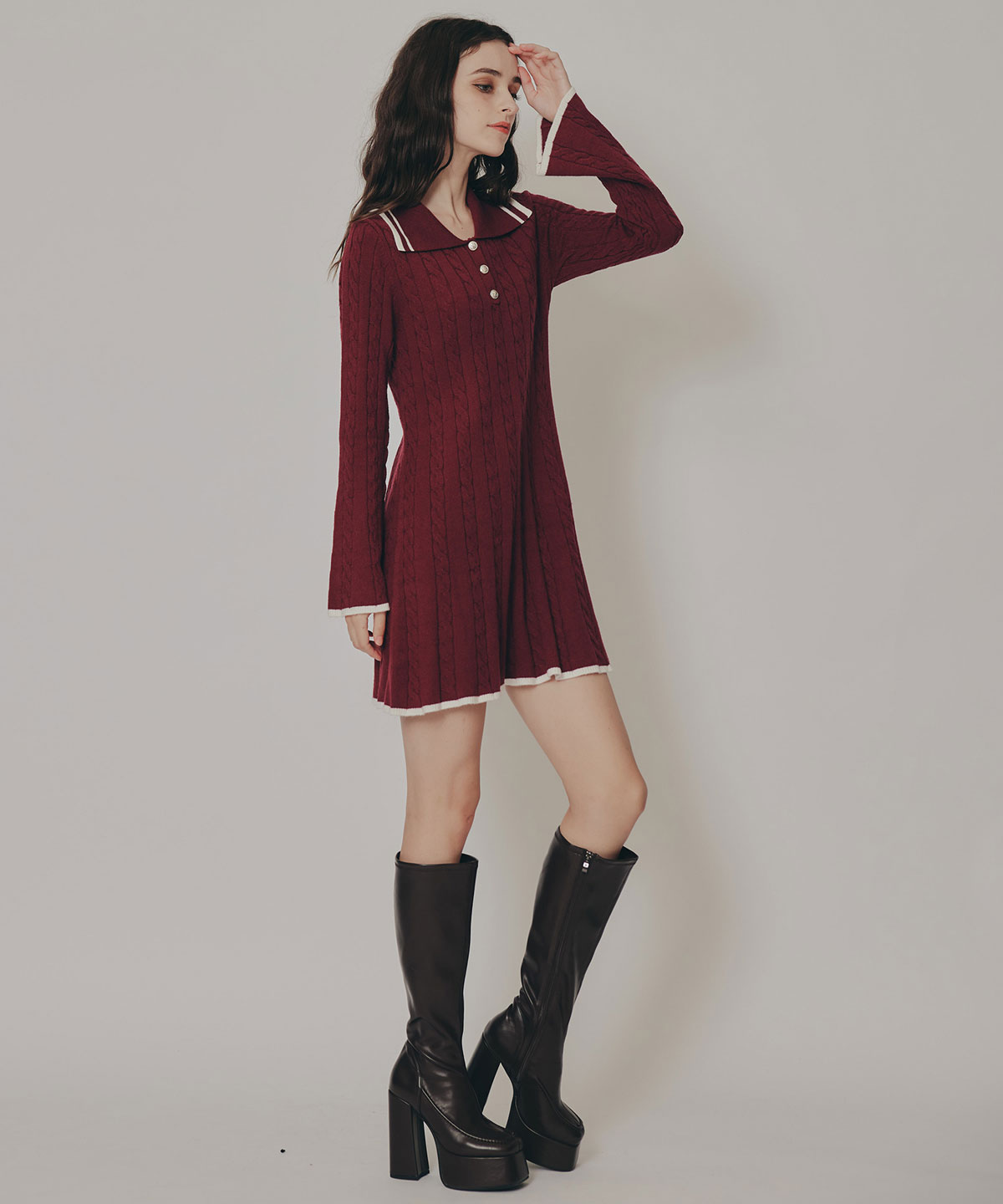 ラインケーブルミニニットワンピース