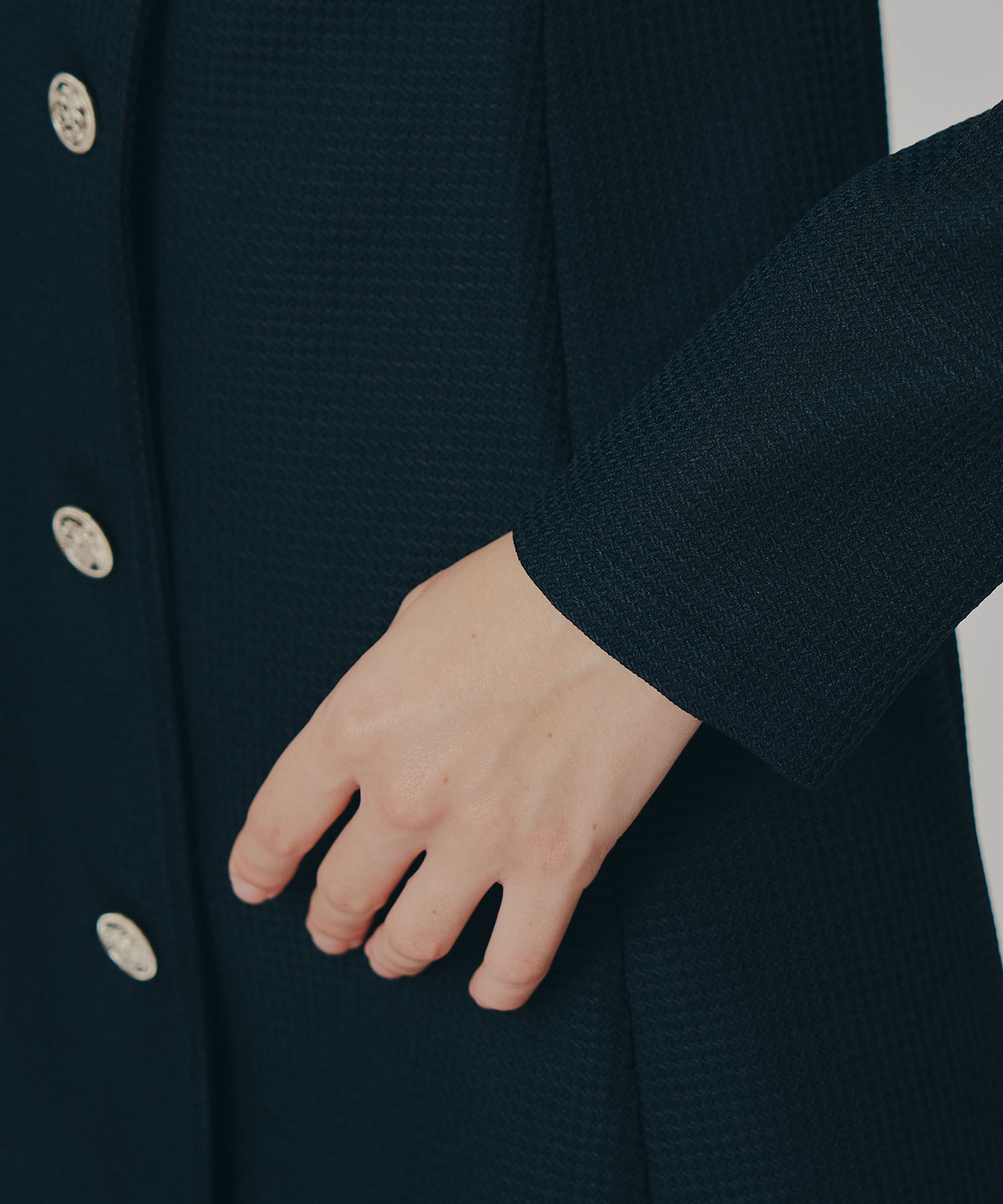 エンブレムボタンマイクロワッフルシャツワンピース