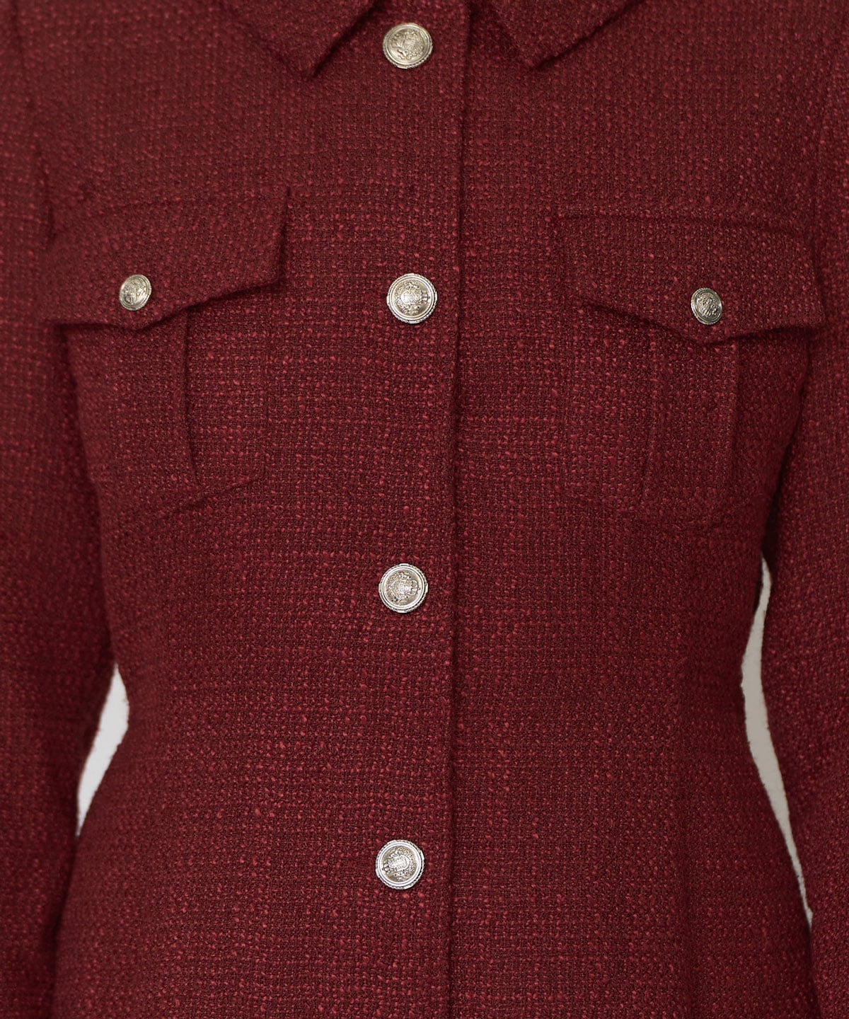 エンブレムボタンツイードシャツミニワンピース