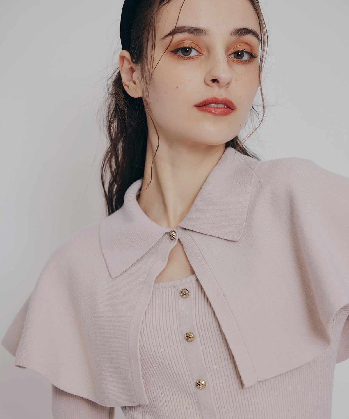 ケープSETニットフレアミニワンピース