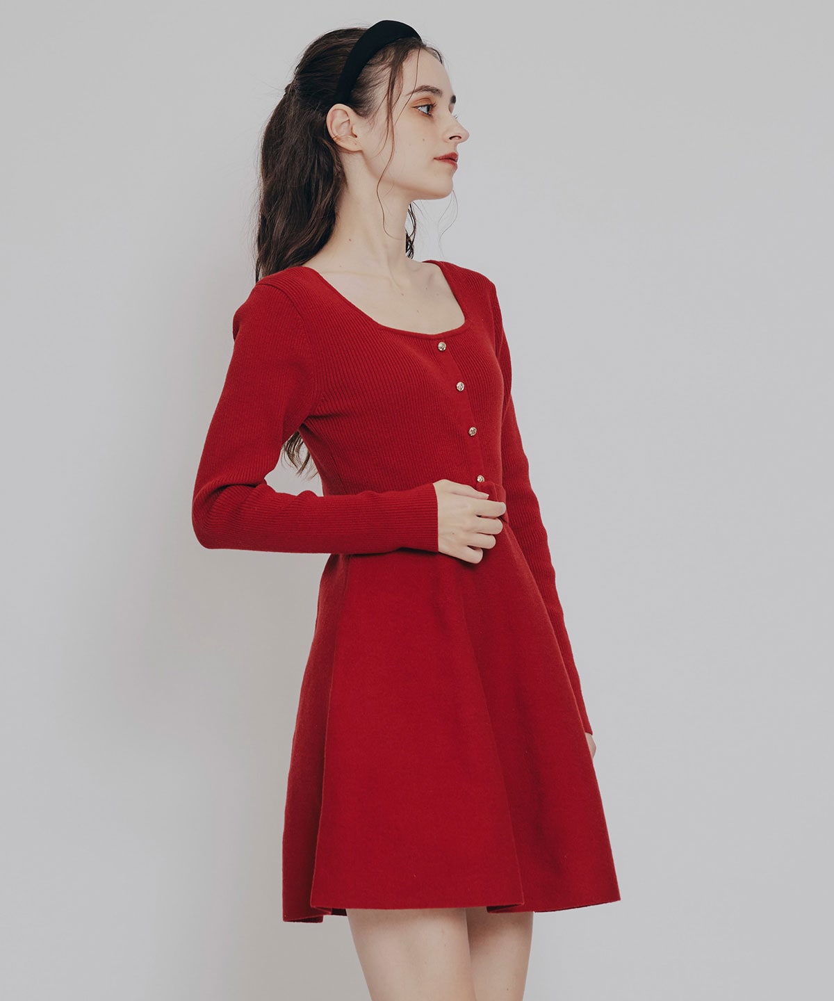 ケープSETニットフレアミニワンピース