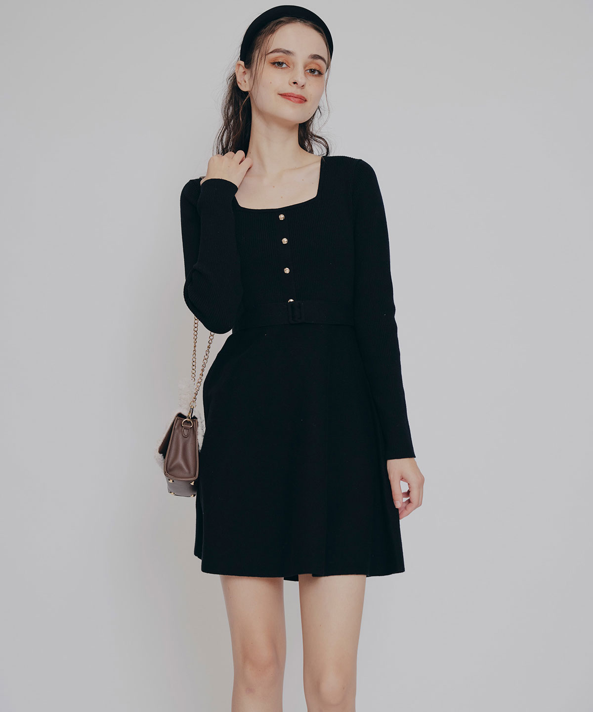 ケープSETニットフレアミニワンピース