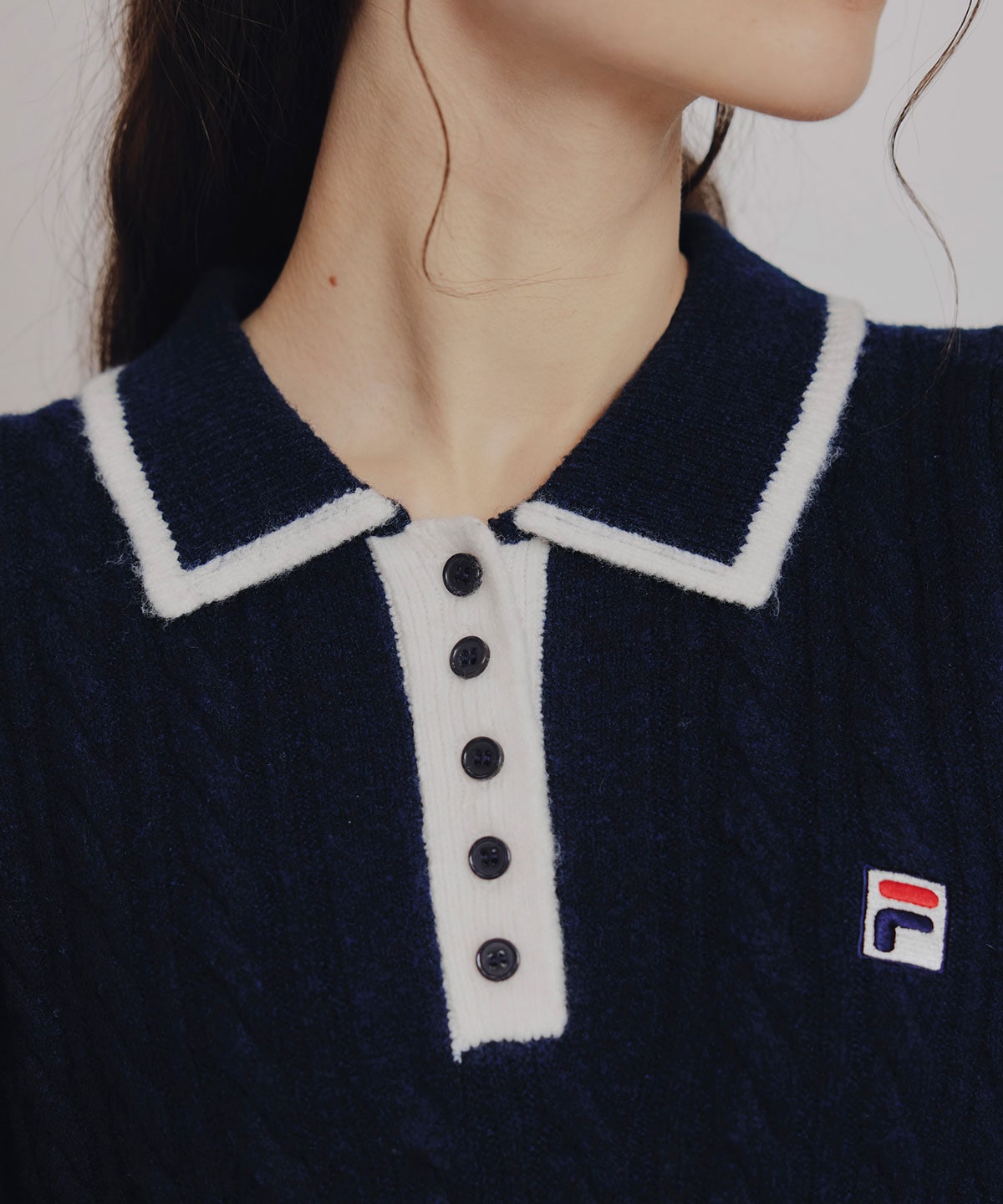 ［FILA×REDYAZEL］ケーブルニットポロミニワンピース