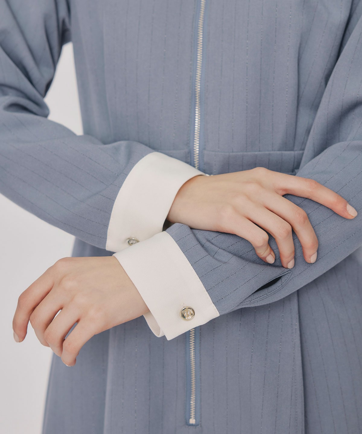 フロントZIPストライプロングワンピース