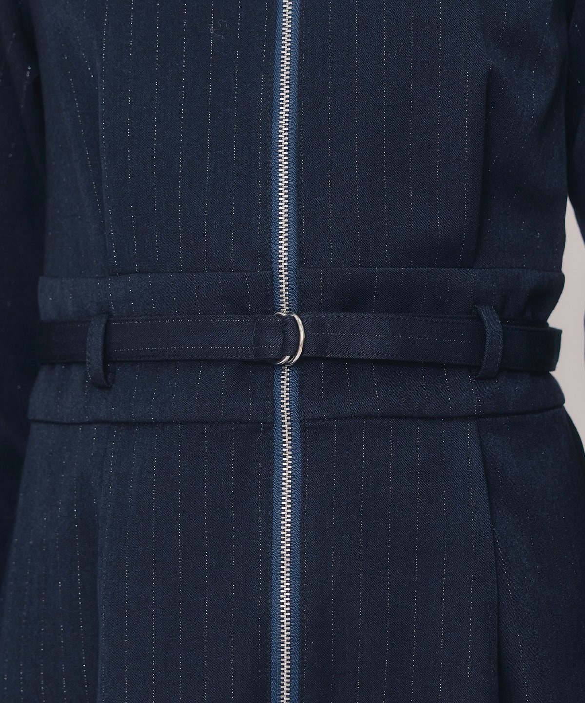 フロントZIPストライプロングワンピース