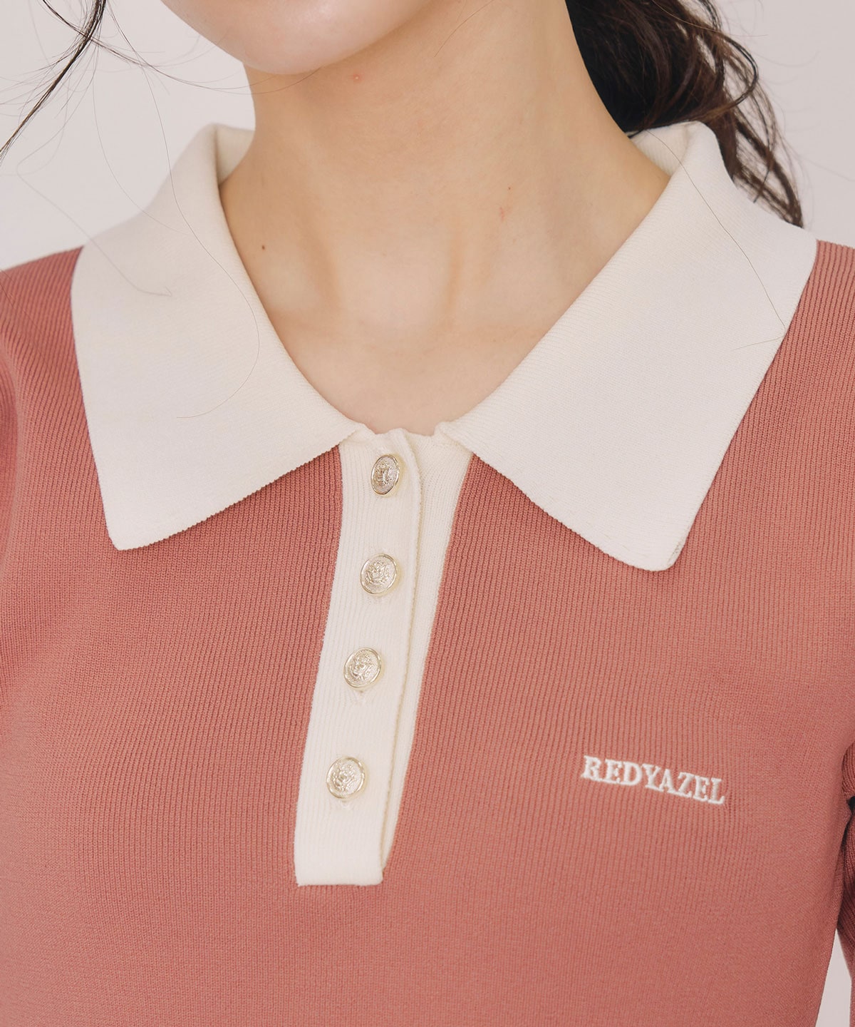 バイカラーポロニットミニワンピース