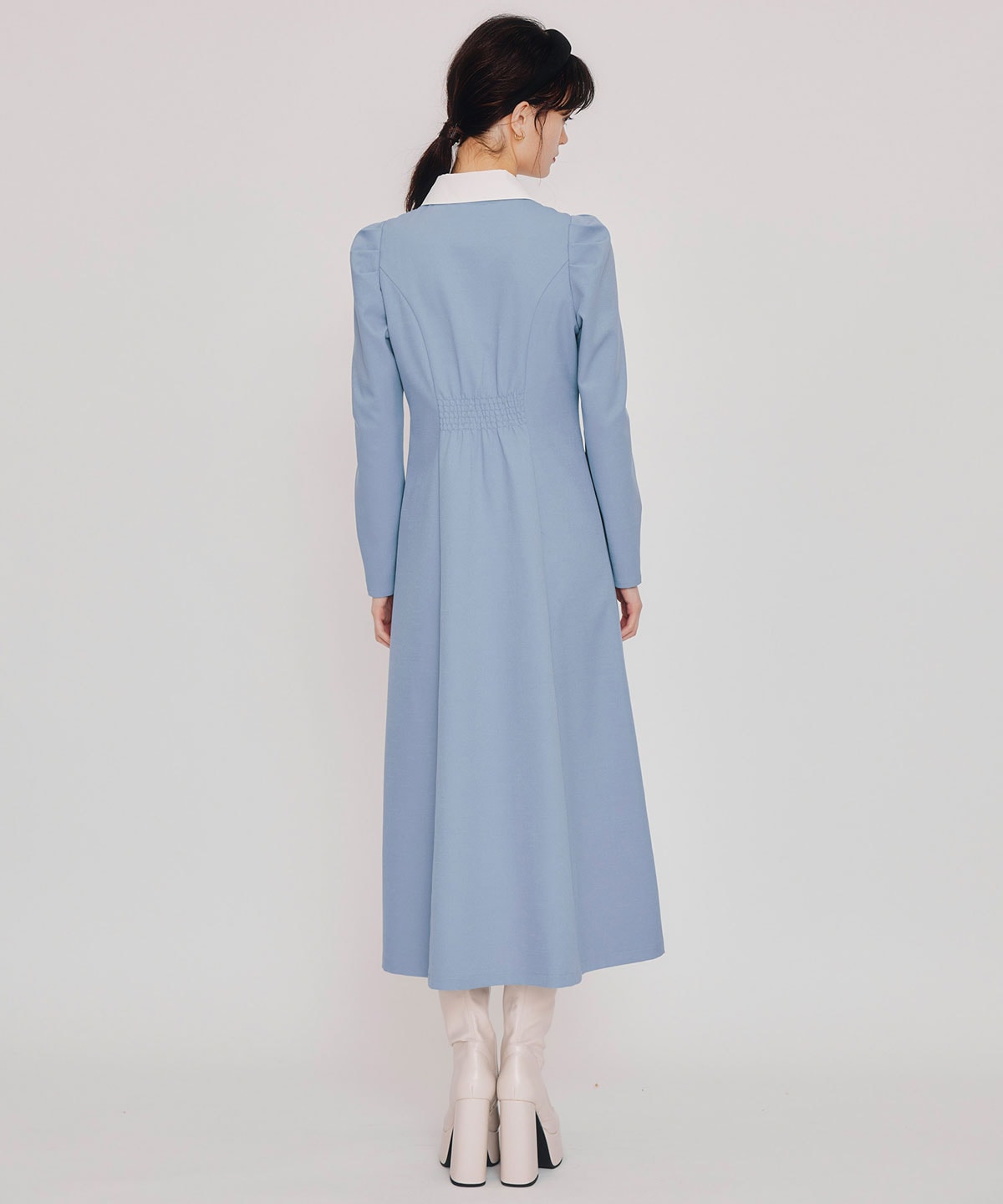 フロントZIPバイカラーロングワンピース