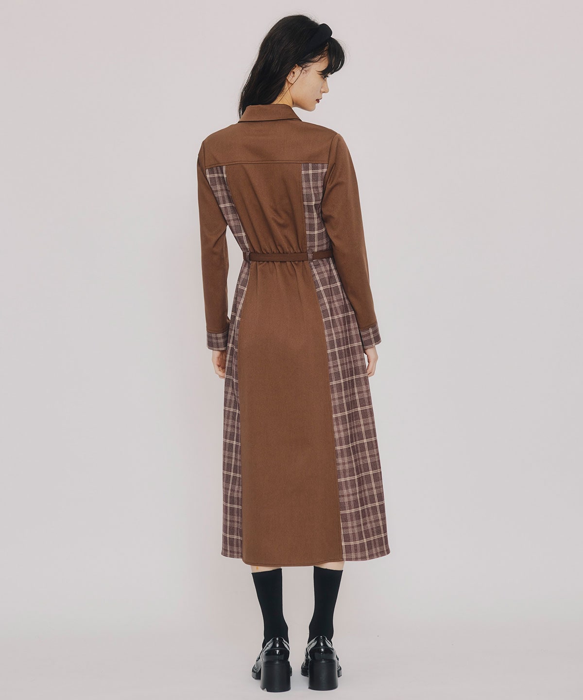 チェックパネルロングワンピース