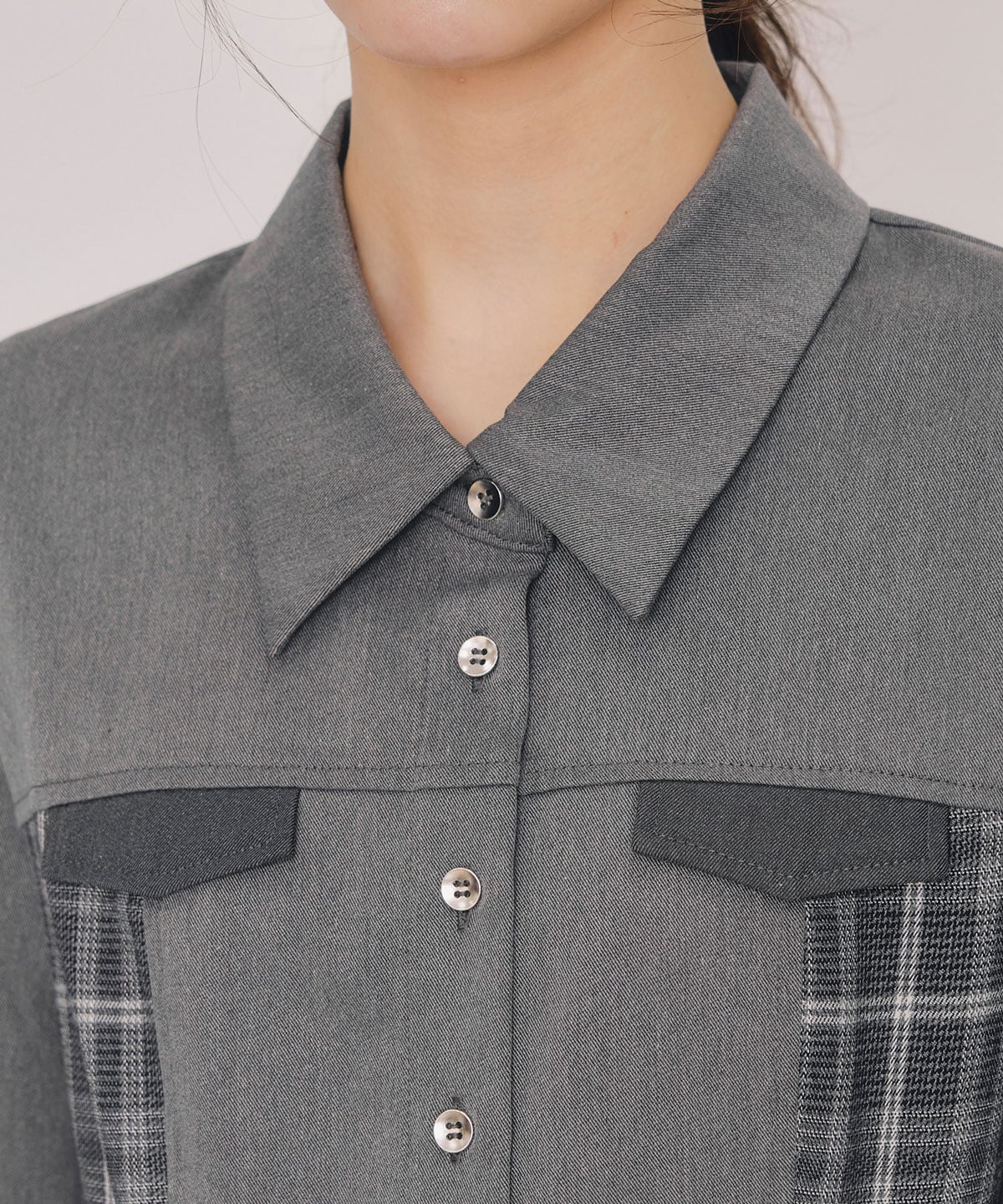 チェックパネルロングワンピース