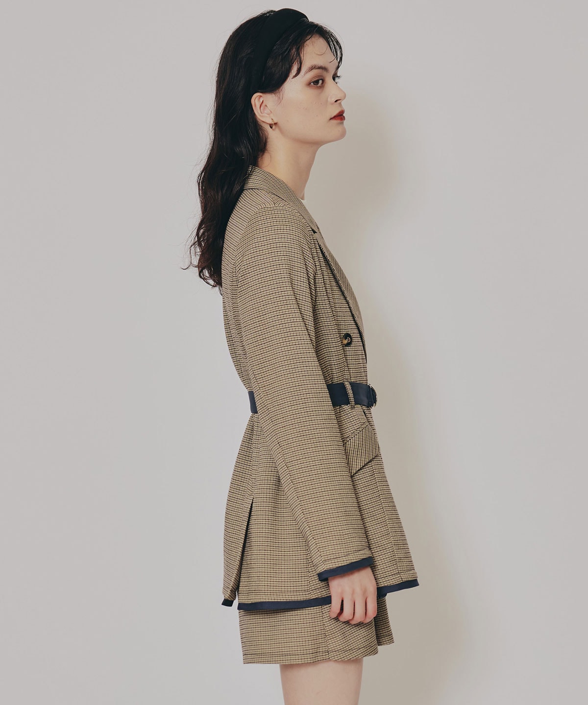 【セットアップ可能】グレンチェックダブルジャケット