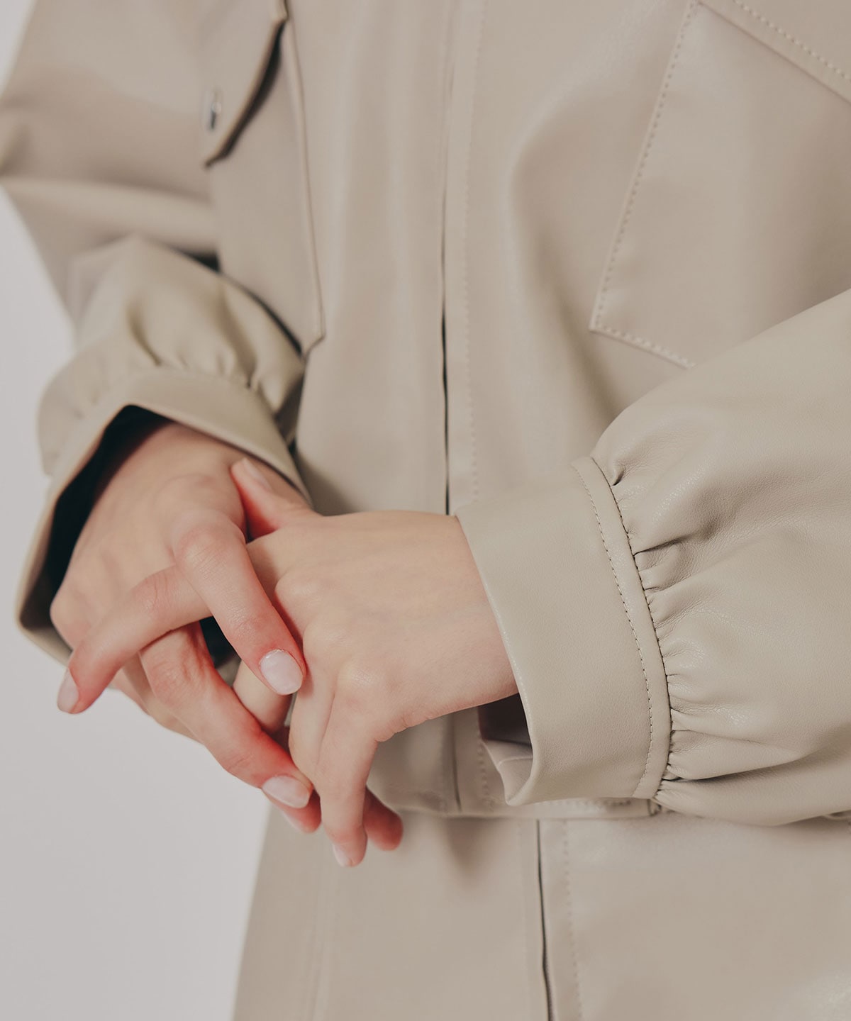 【セットアップ可能】フェイクレザージップブルゾン