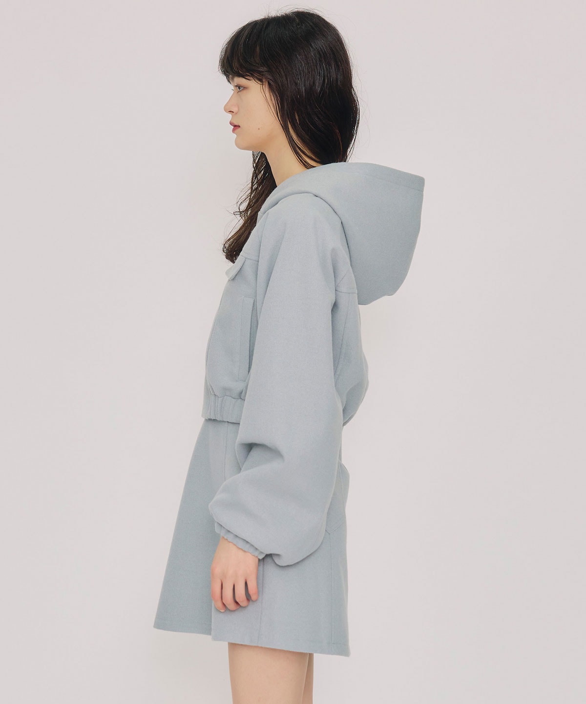 【セットアップ可能】ビッグスリーブフードショートブルゾン