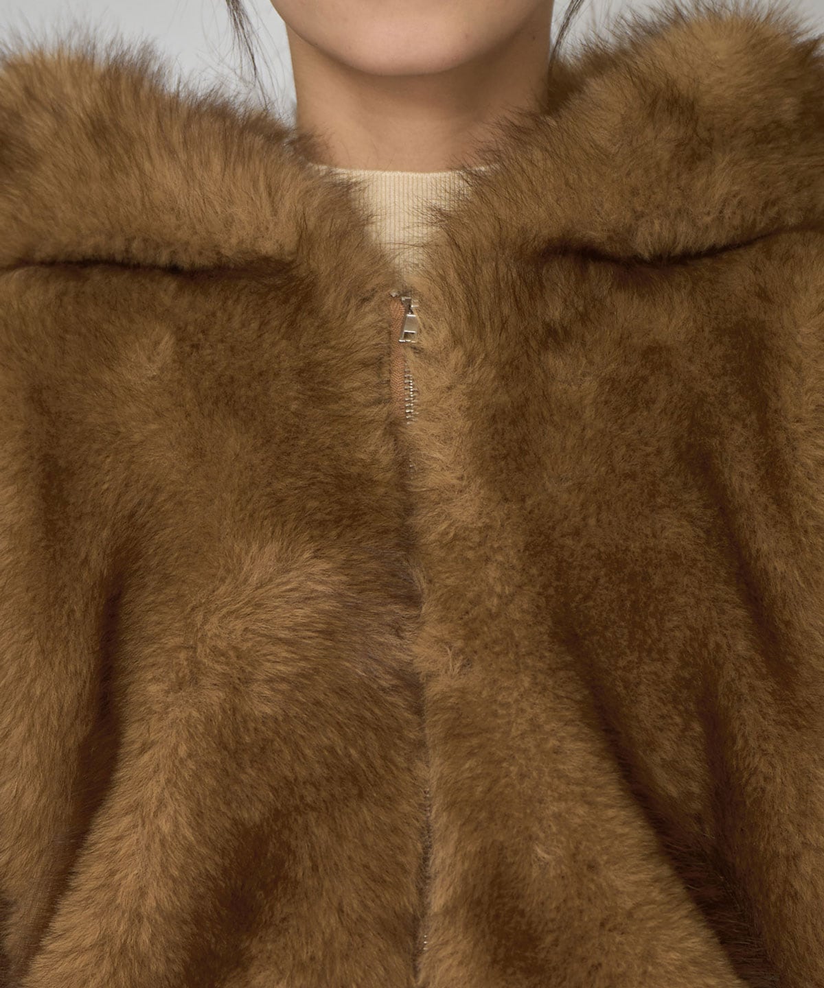 フォックスファーライクフーディショートジャケット