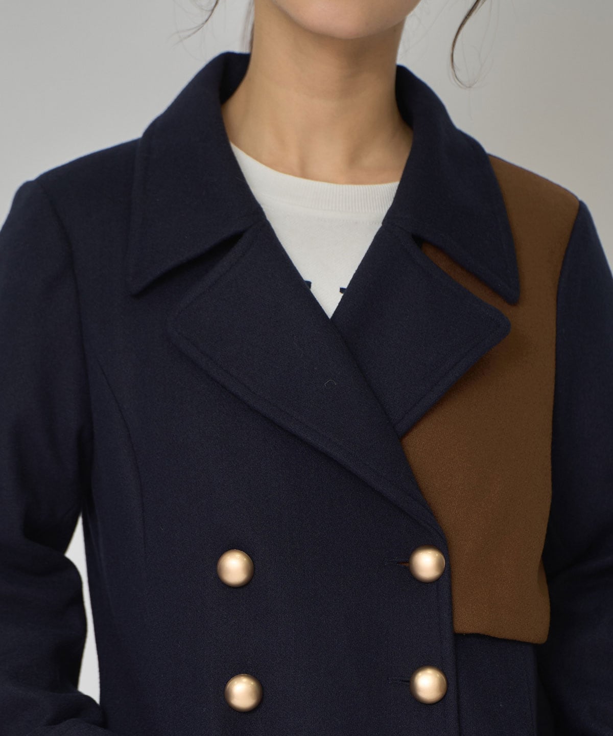 バイカラースリムチェスターコート