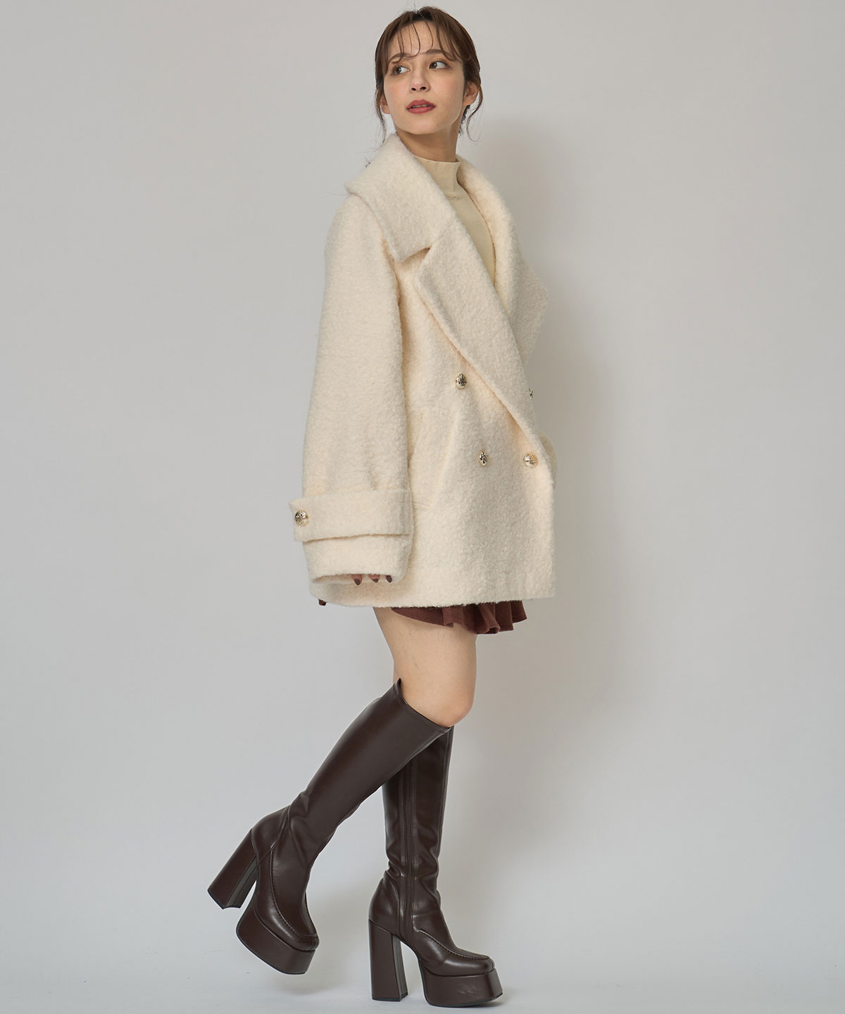 ボアダブルミドルコート