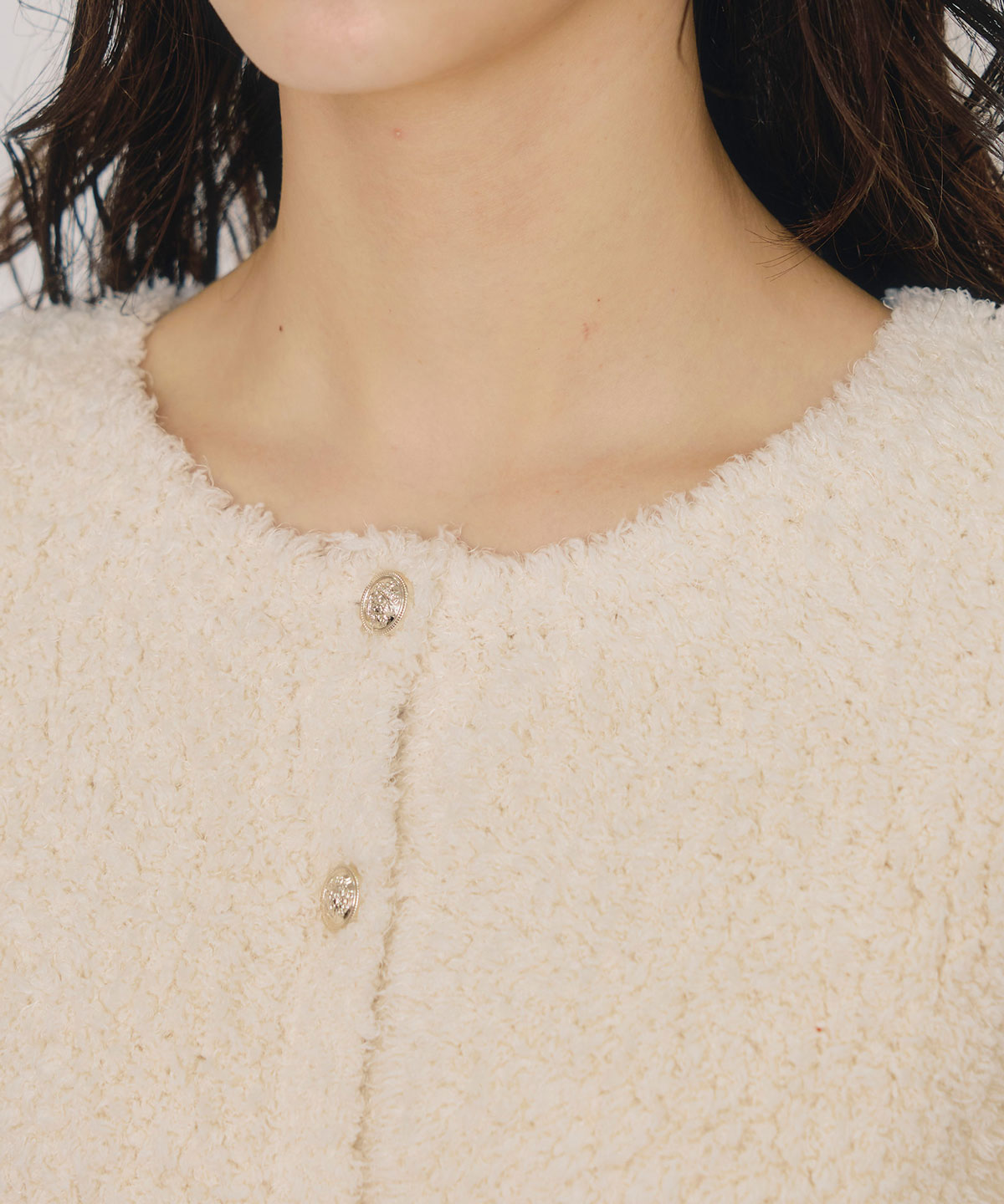 フラッフィブークレシャギーニットカーディガン