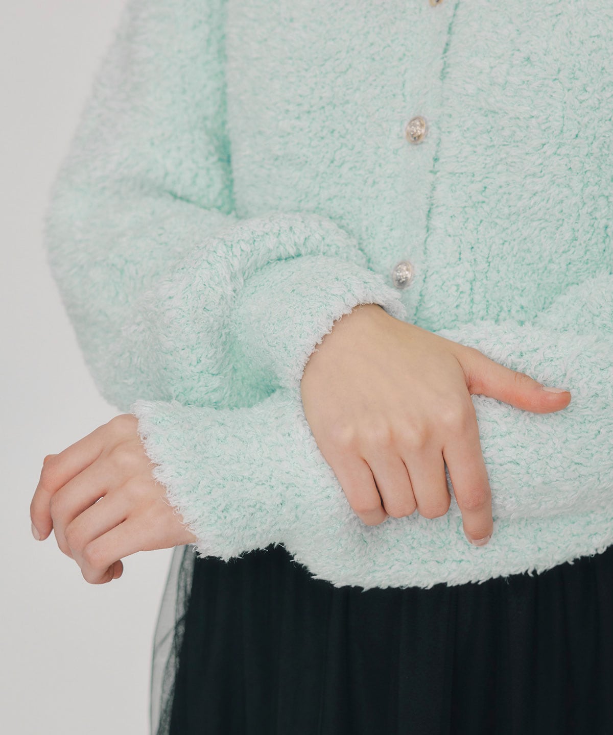 フラッフィブークレシャギーニットカーディガン