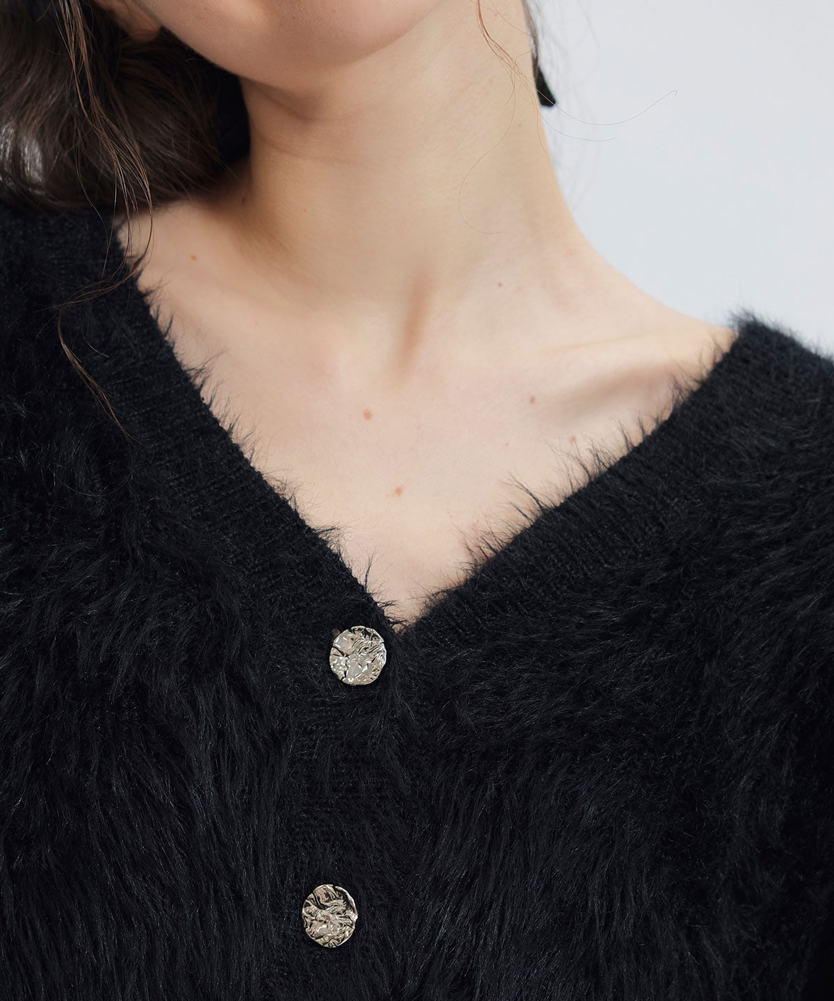 コンパクトシャギーニットカーディガン