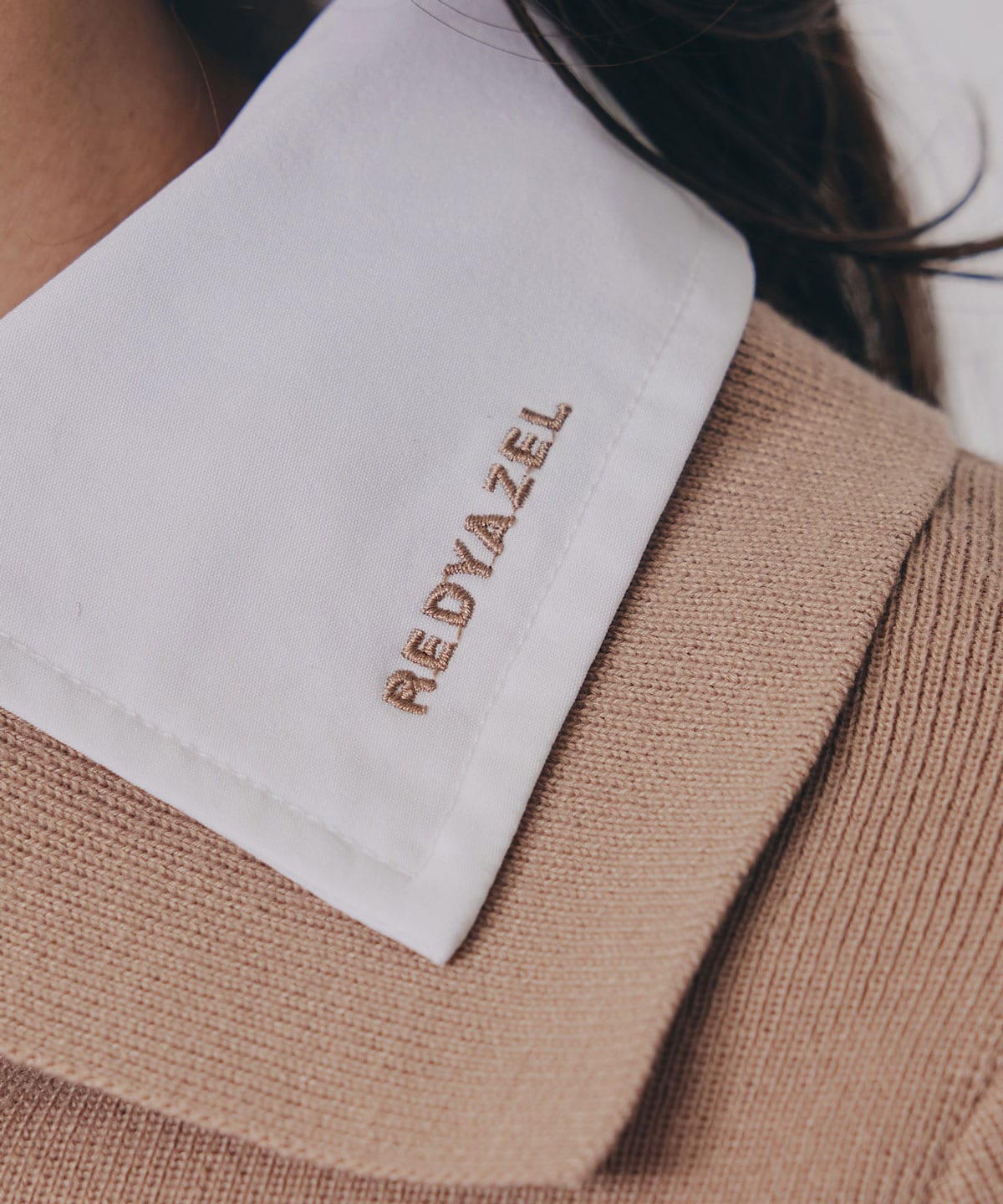 ダブルカラーポロニットトップス