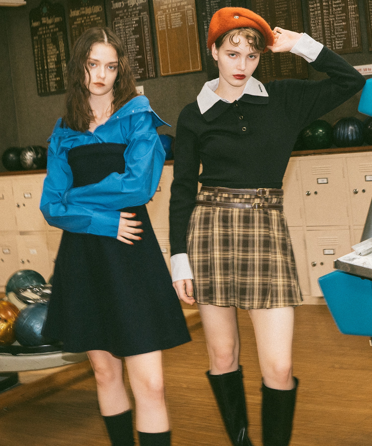 ダブルカラーポロニットトップス