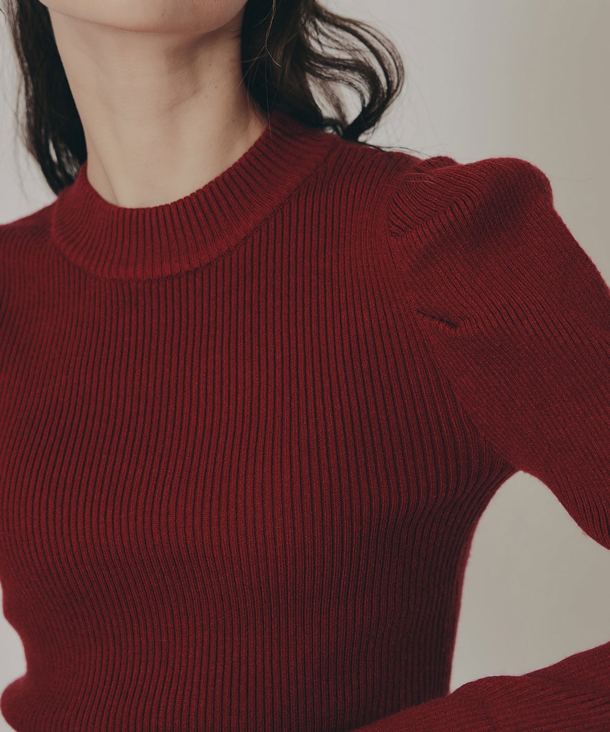 パワショルボトルネックニットトップス