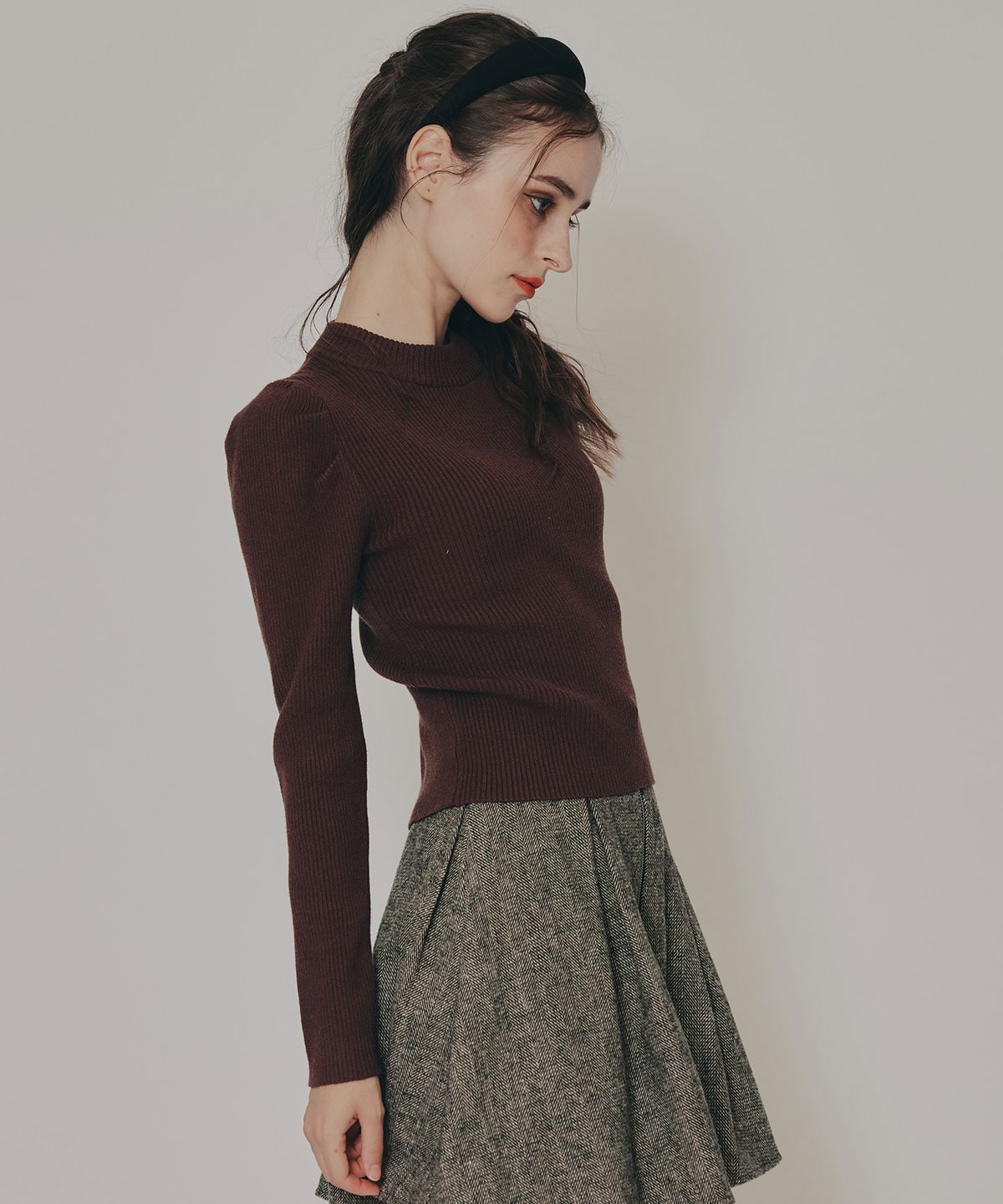 パワショルボトルネックニットトップス