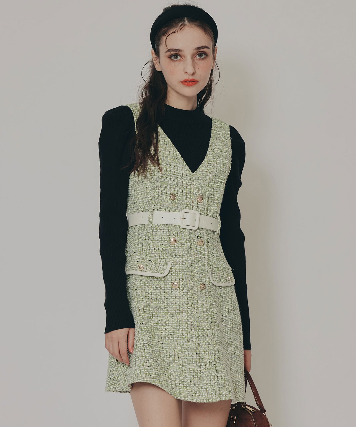 パワショルボトルネックニットトップス