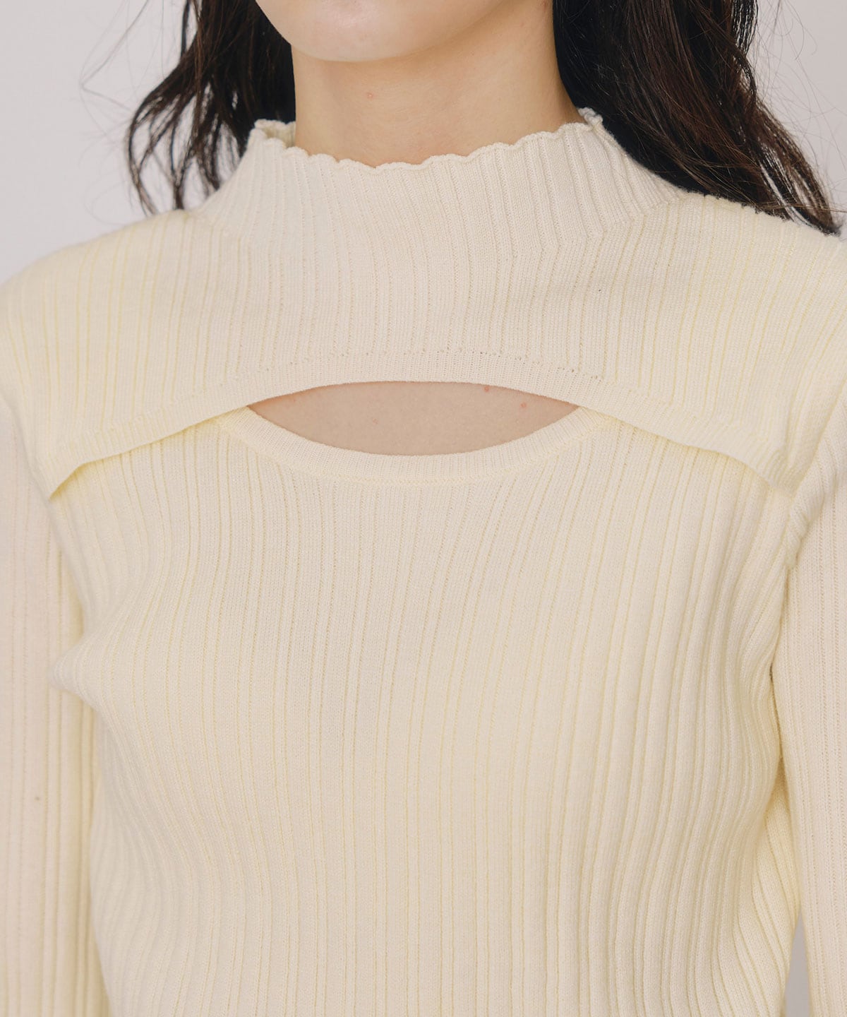 レイヤードデザインランダムリブニットプルオーバー