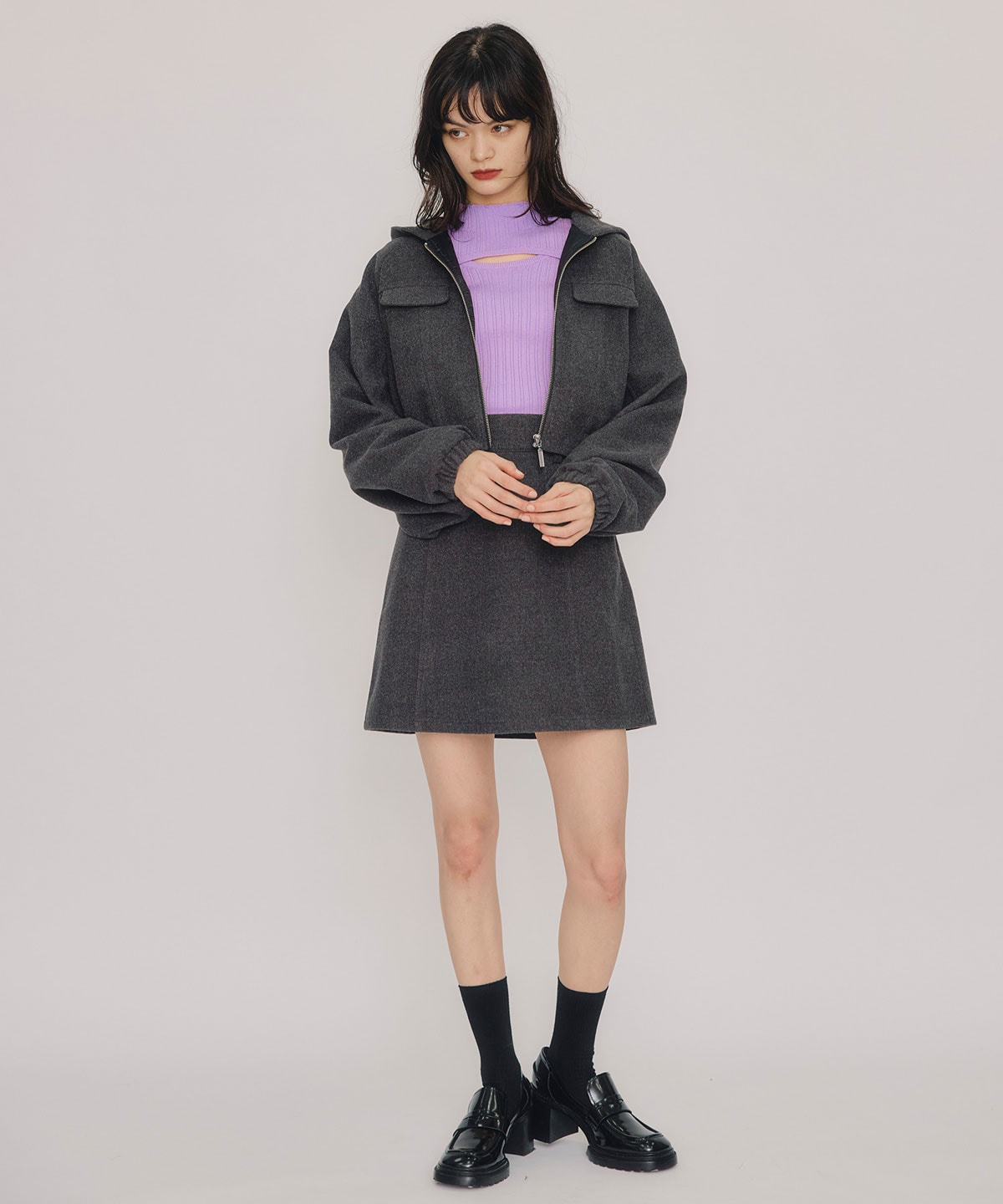 レイヤードデザインランダムリブニットプルオーバー