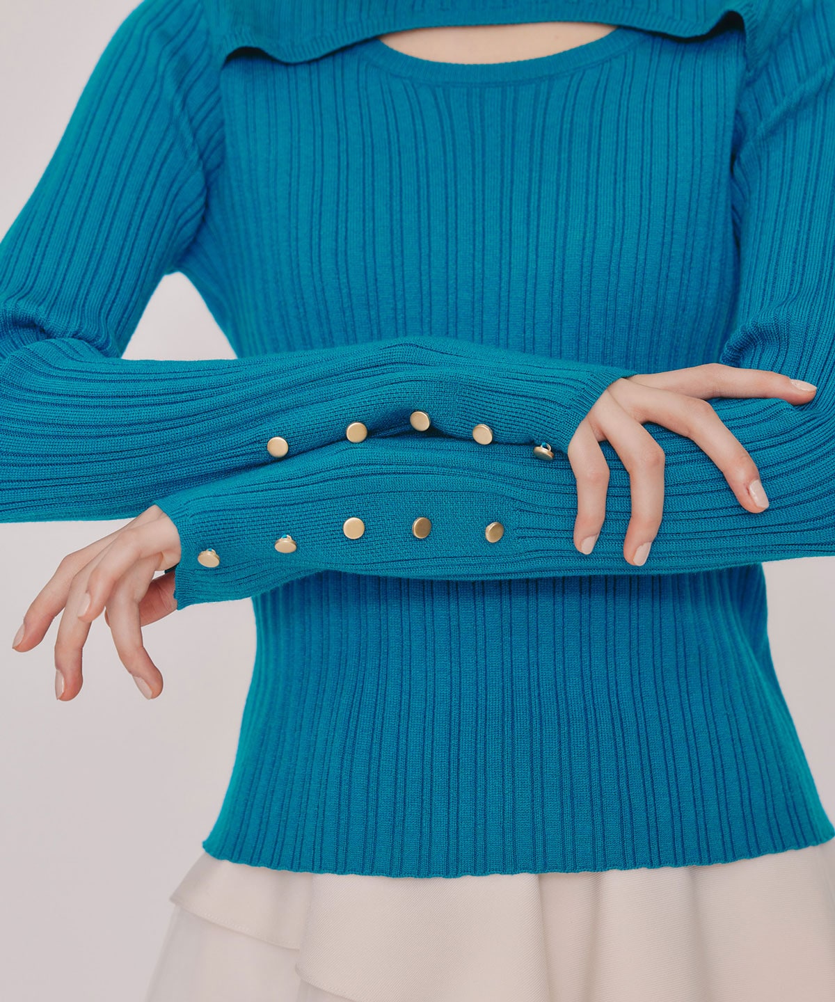 レイヤードデザインランダムリブニットプルオーバー