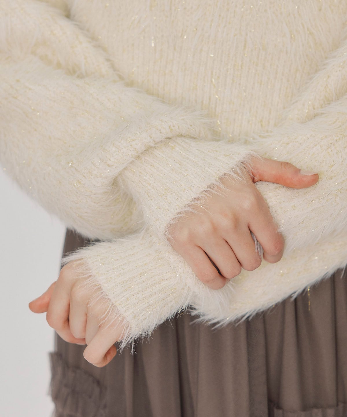 ラメシャギーニットプルオーバー