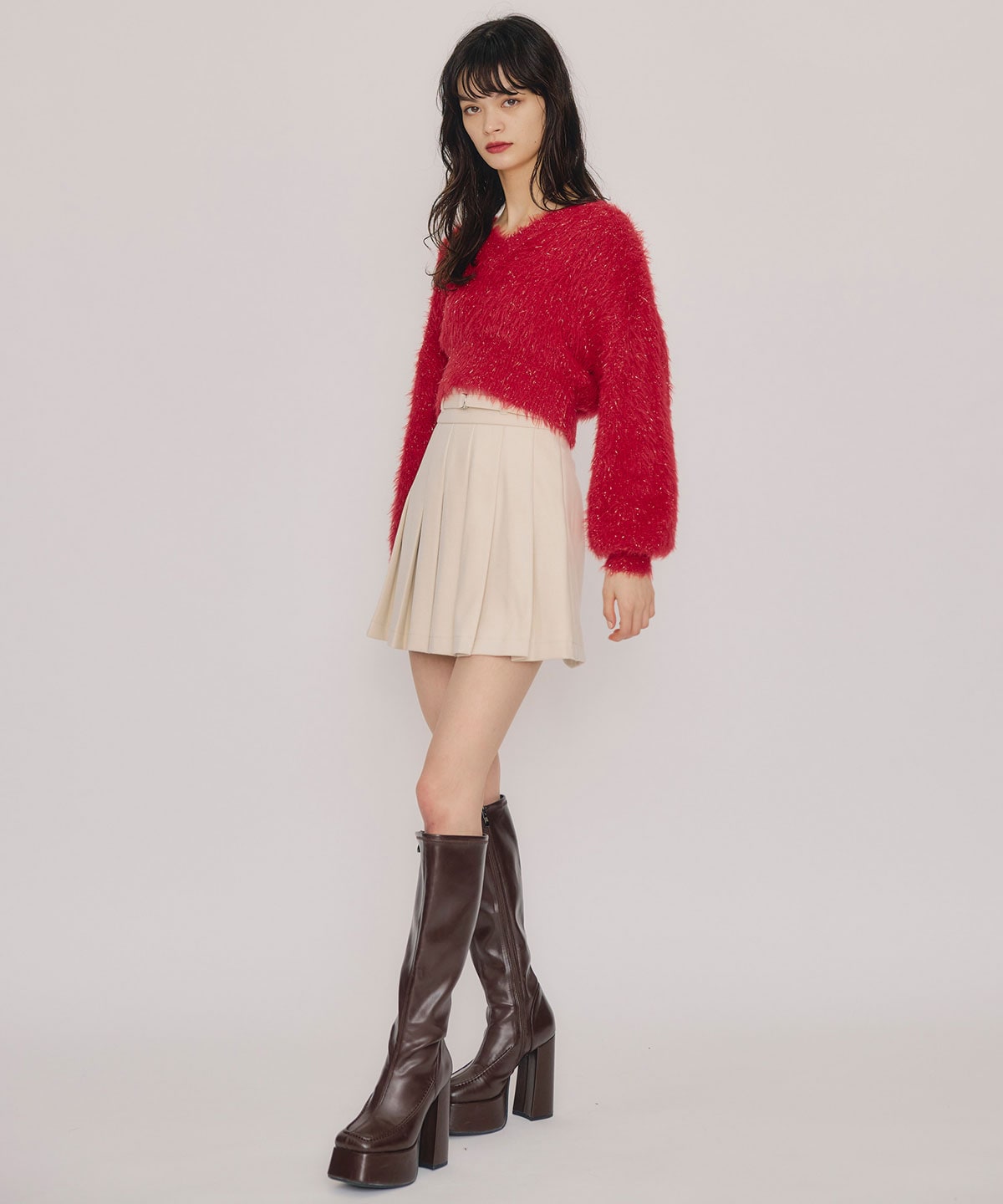 ラメシャギーニットプルオーバー