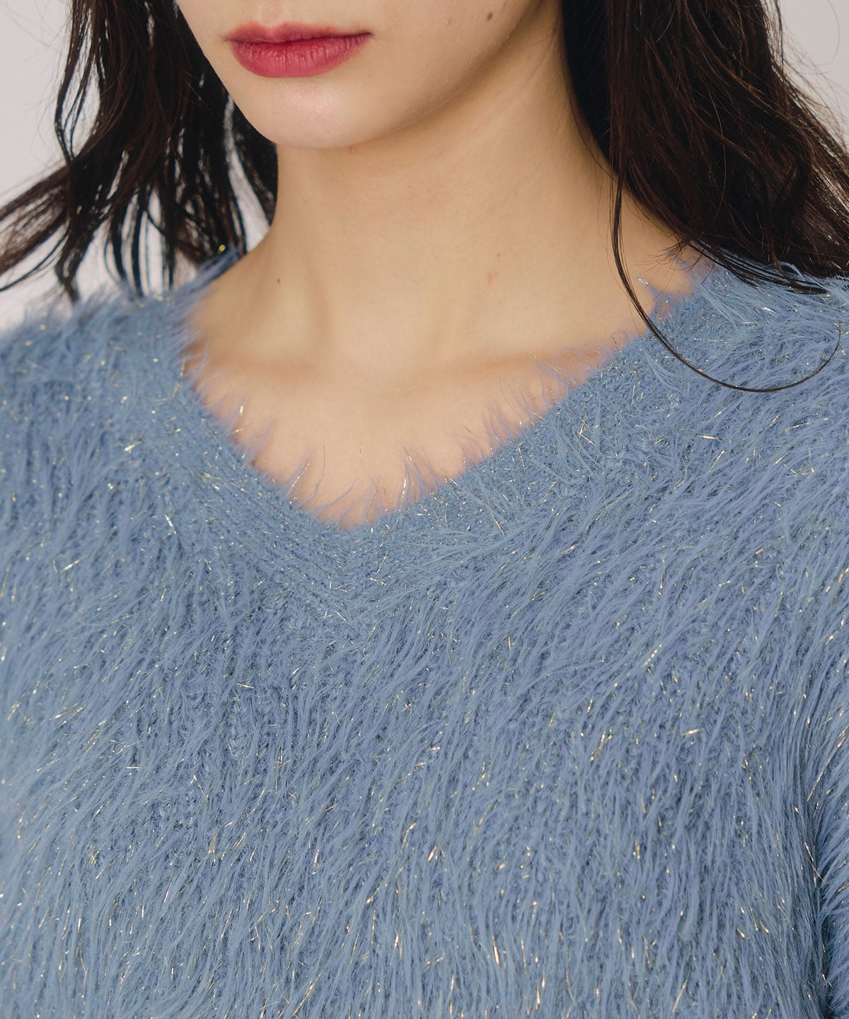 ラメシャギーニットプルオーバー