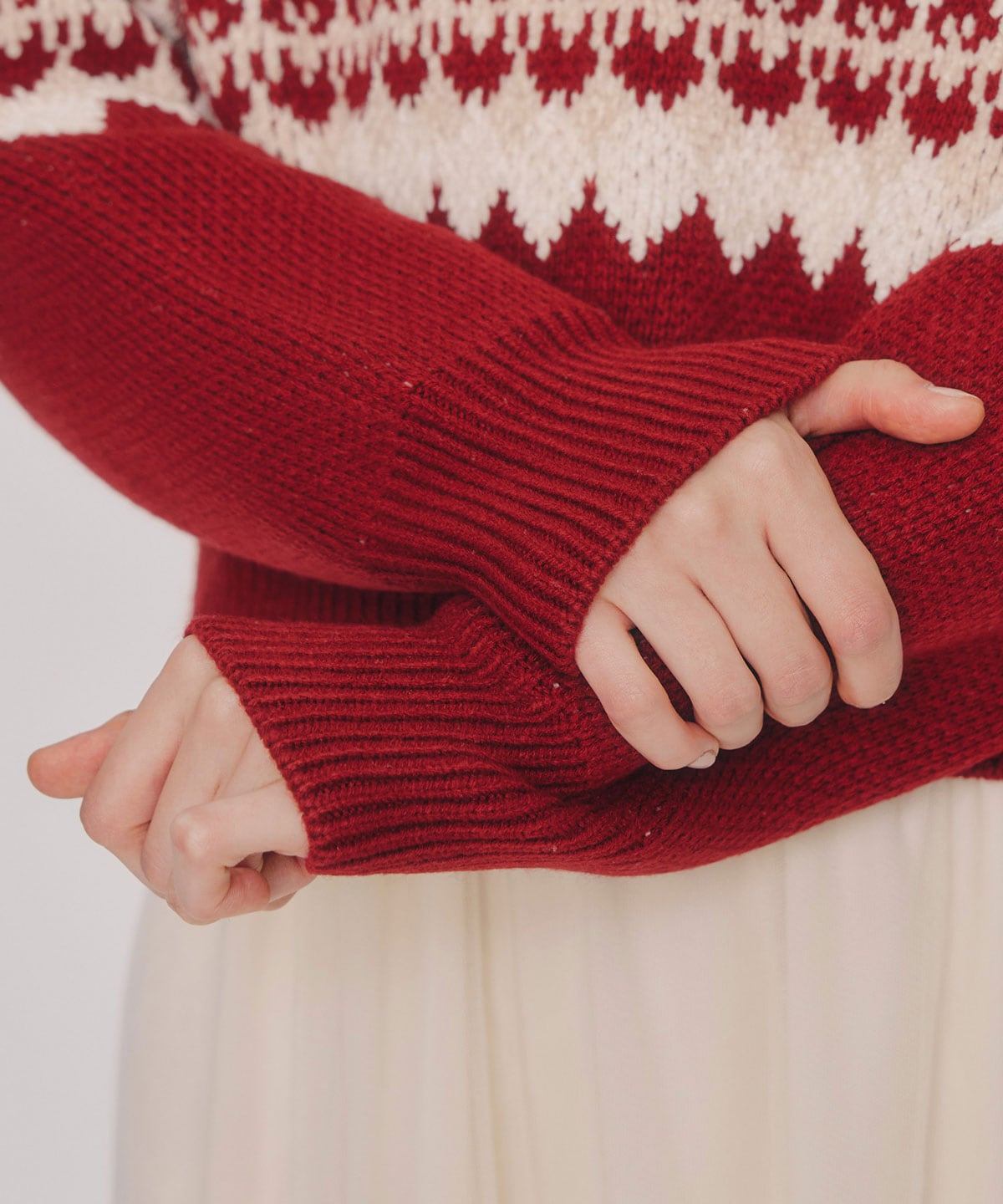 ビジューノルディックデザインニットプルオーバー