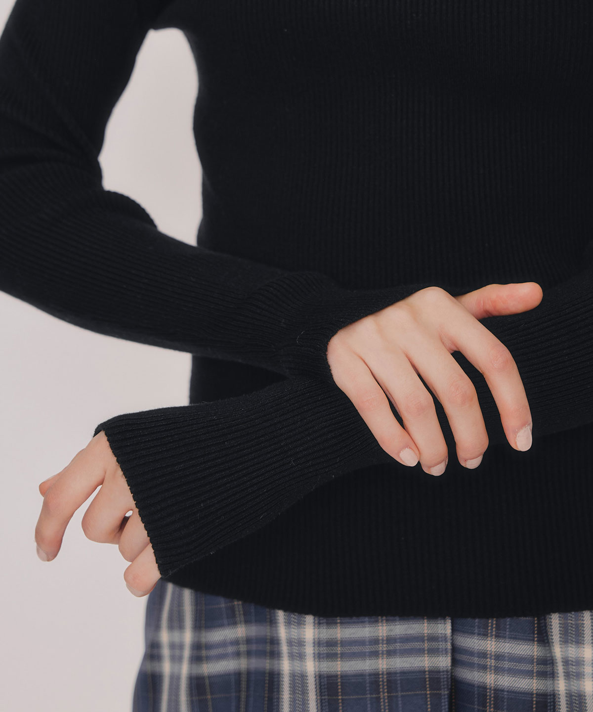 アシンメトリーレイヤードライクニットプルオーバー