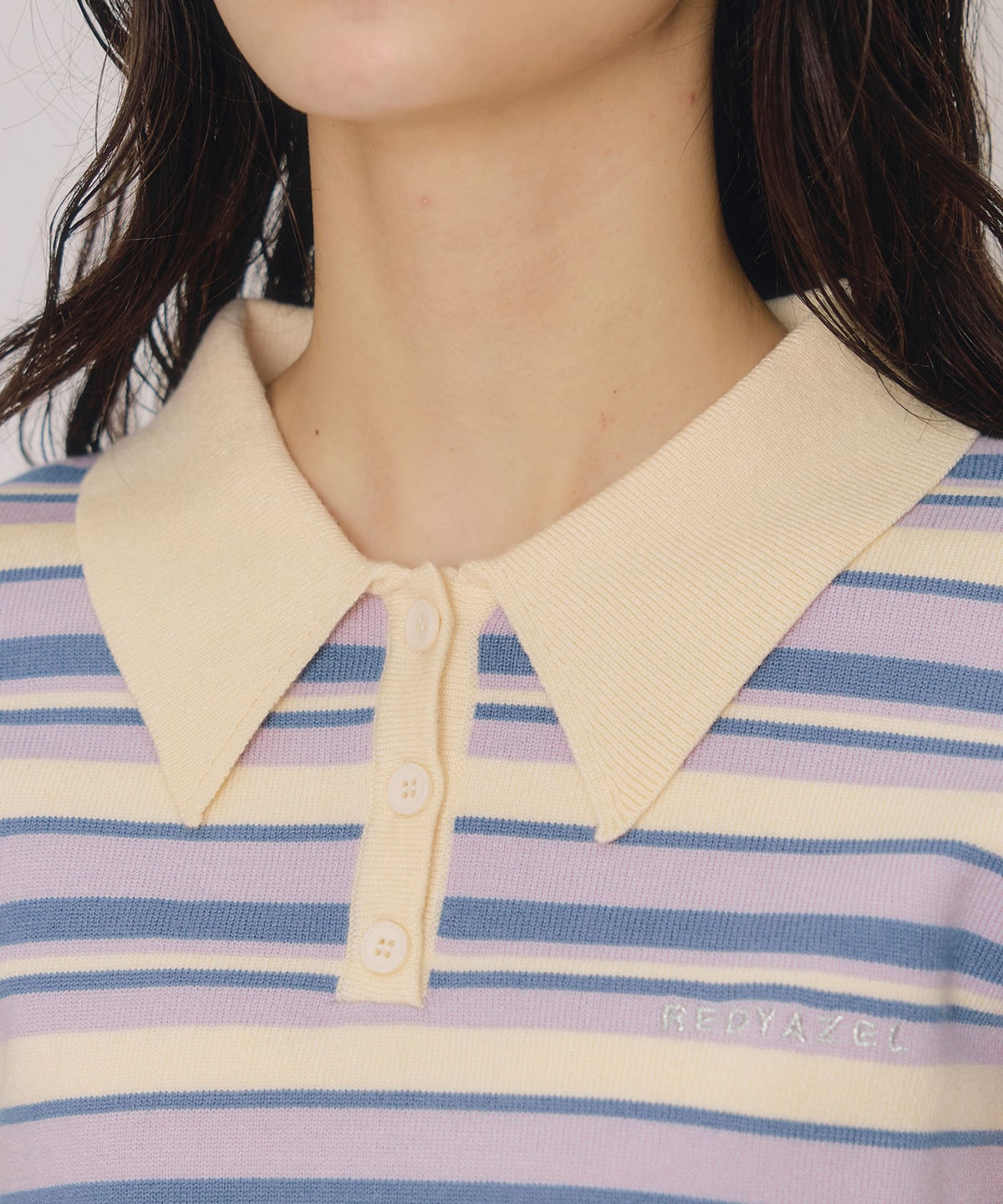 マルチボーダーロゴニットプルオーバー