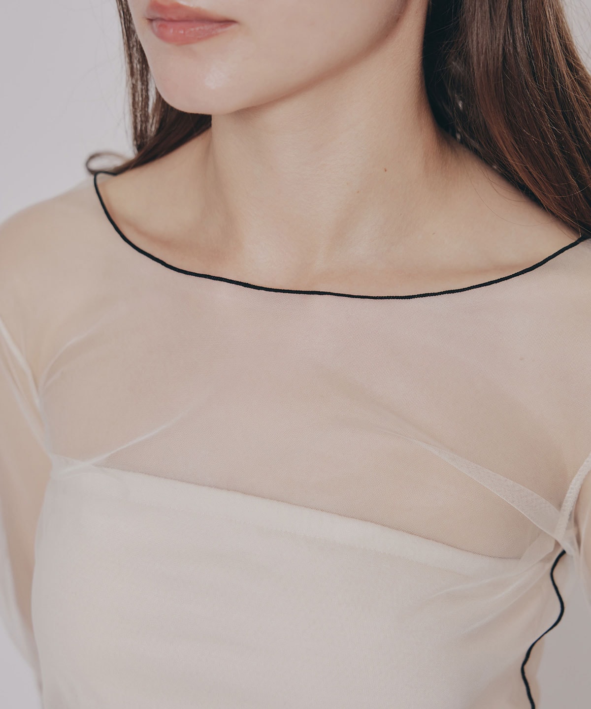 バイカラーメロウチュールトップス×ベアトップ