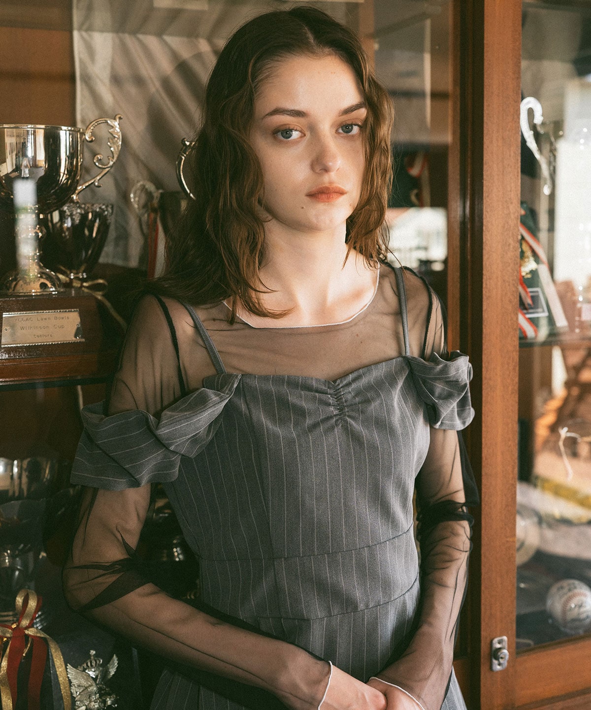 バイカラーメロウチュールトップス×ベアトップ