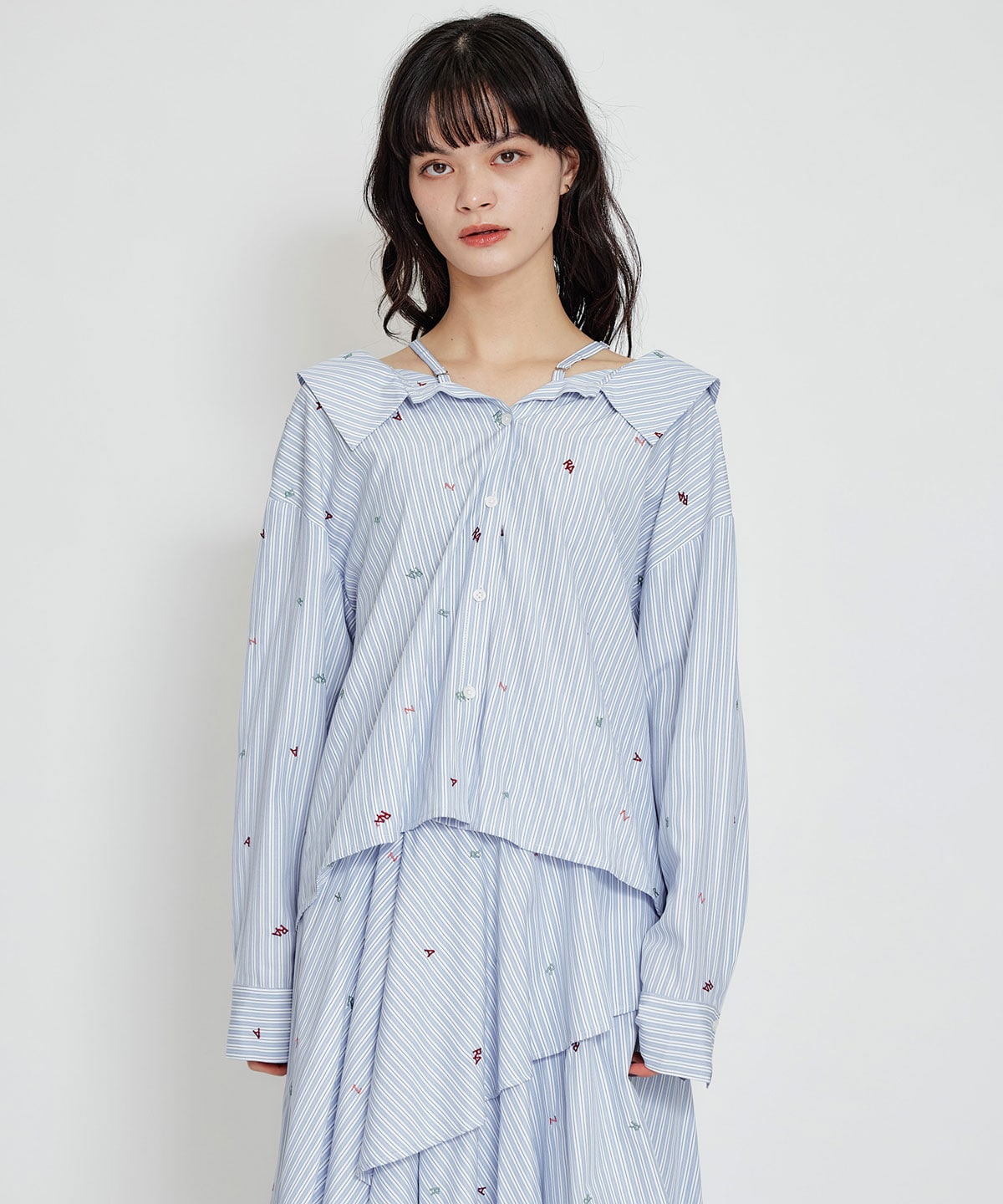 【セットアップ可能】REDYAZELアルファベットロゴ刺繍2WAYシャツブラウス