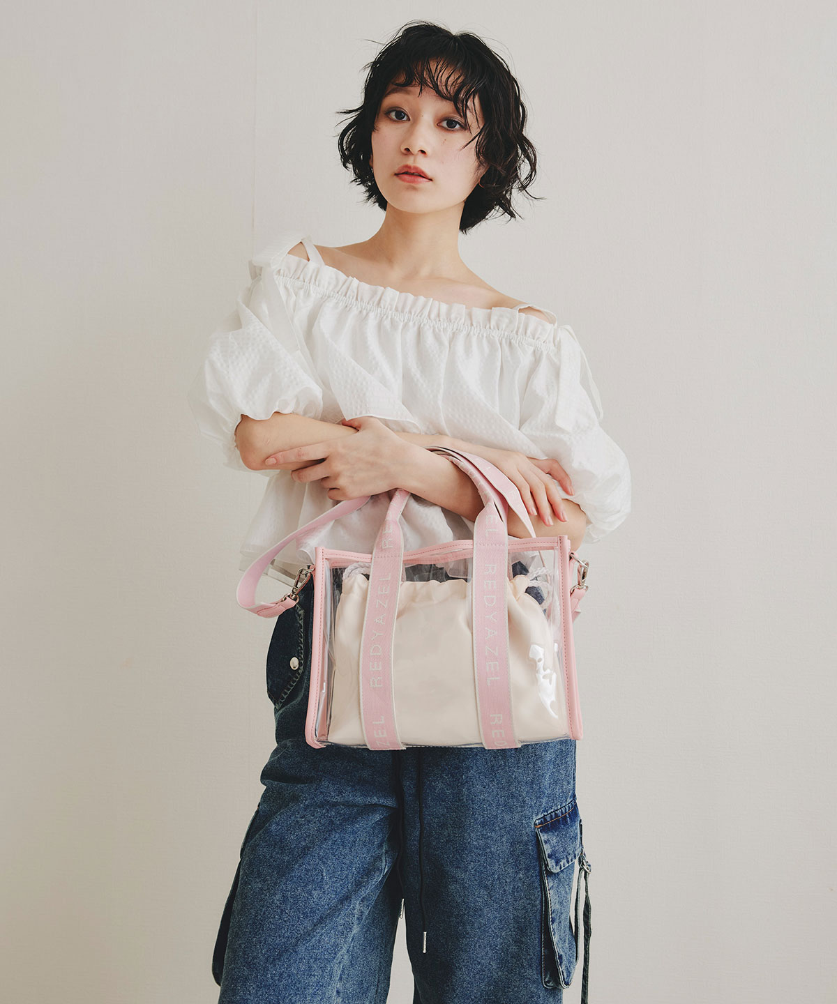 ショルダーリボンフリルオフショルブラウス