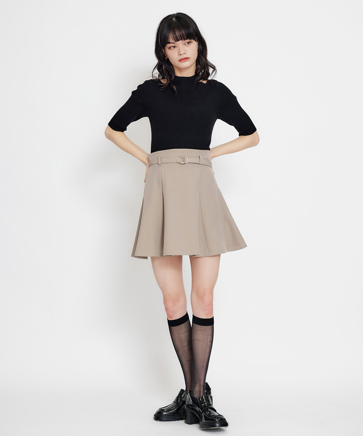【セットアップ可能】ベルトチューリップミニスカート