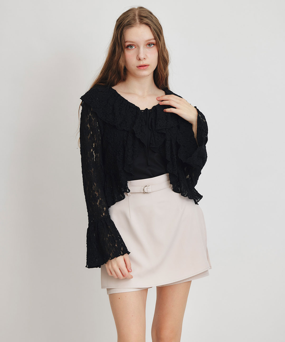 【セットアップ可能】アイシーカラーショートパンツレイヤードフレアミニスカート