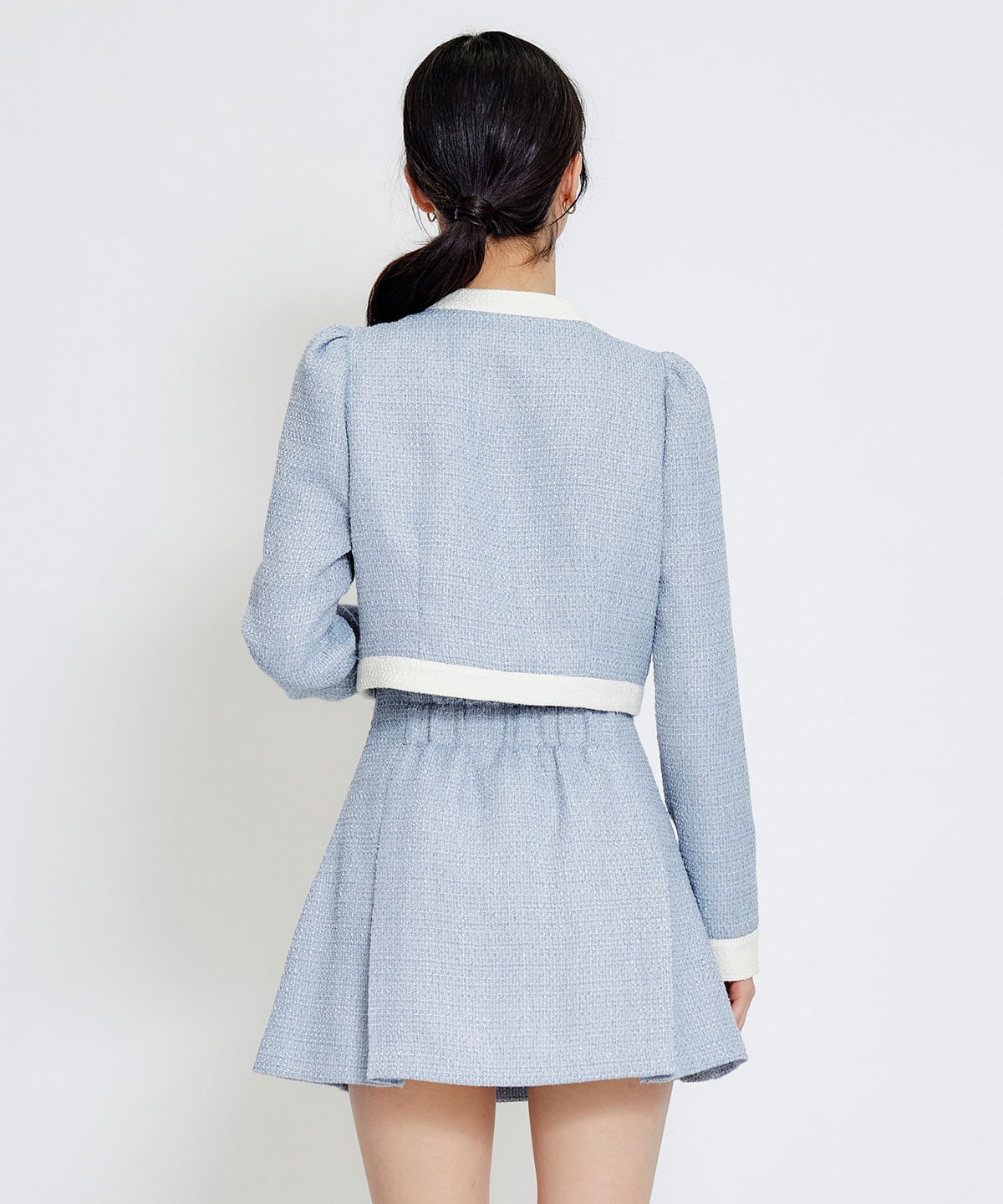 【セットアップ可能】スプリングツイードフリルミニスカート