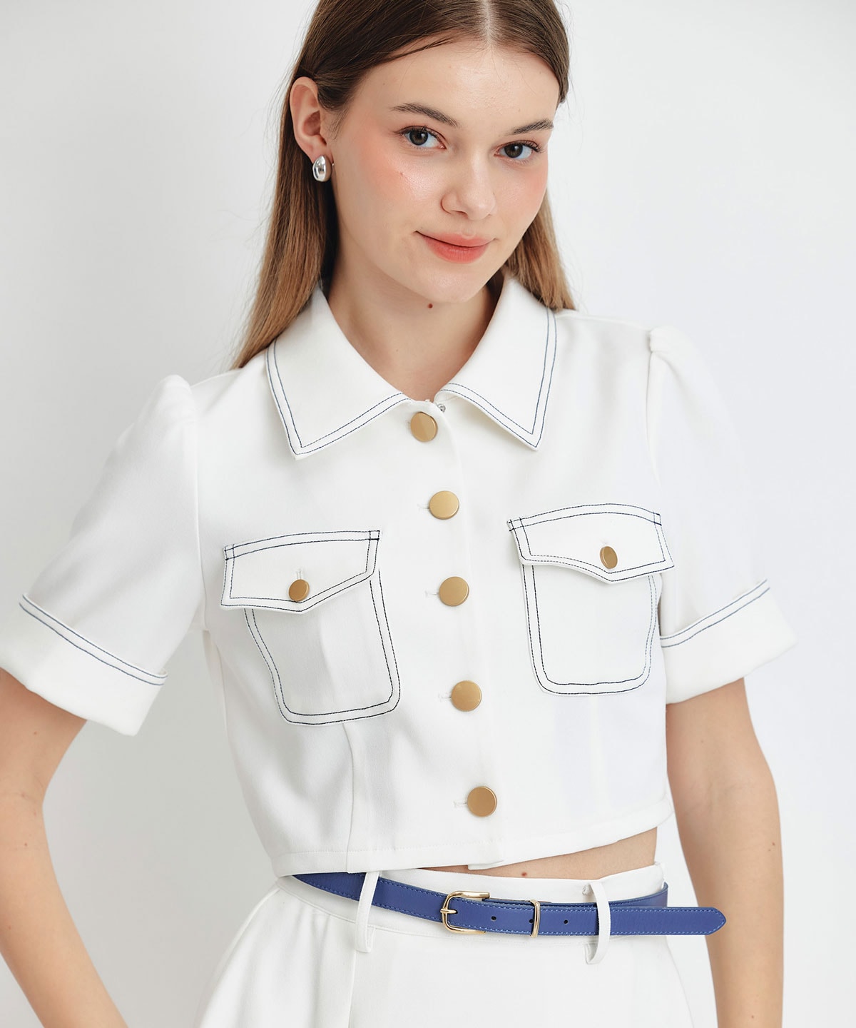 ショートジャケット×フレアロングスカートセットアップ