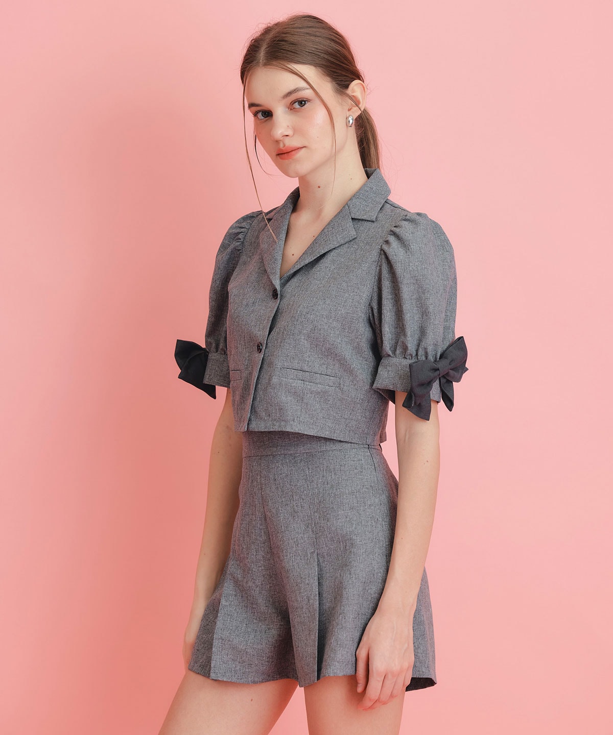マルチリボンジャケット×ショートパンツセットアップ