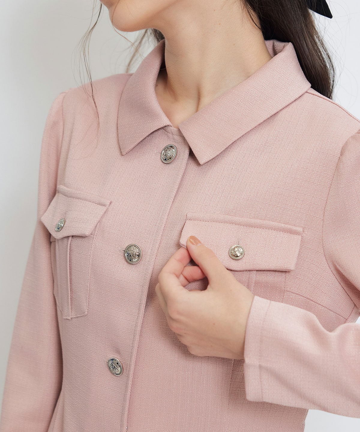 スプリングツイードシャツミニフレアワンピース