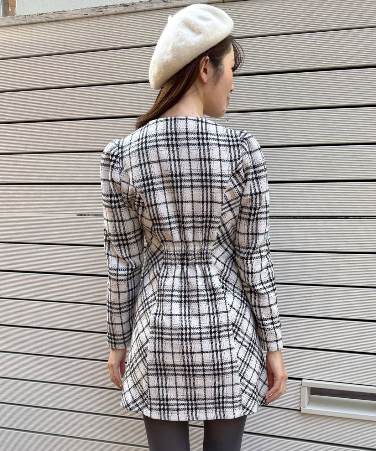 バイアスチェックツイードミニワンピース