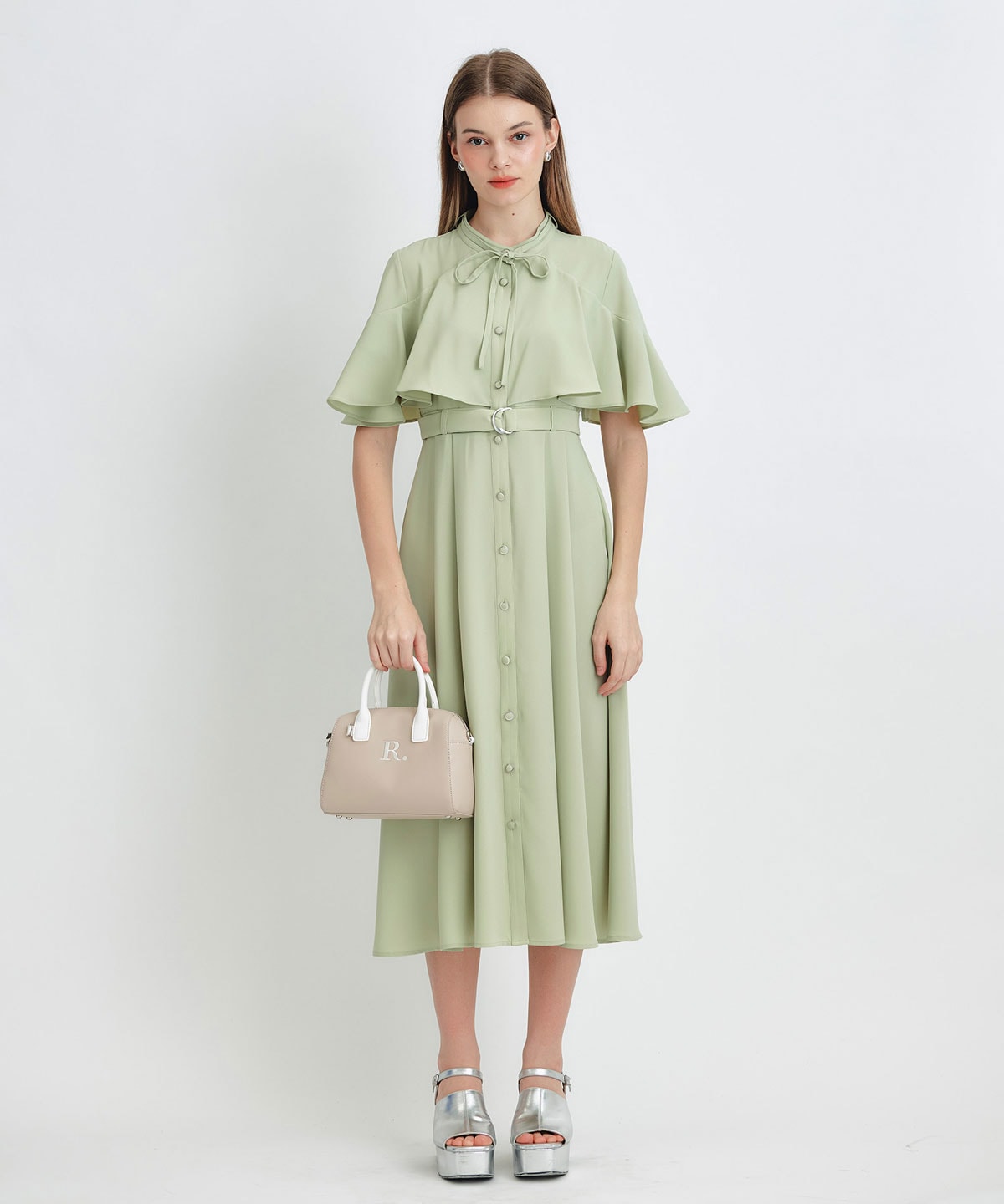 ケープフレアロングワンピース